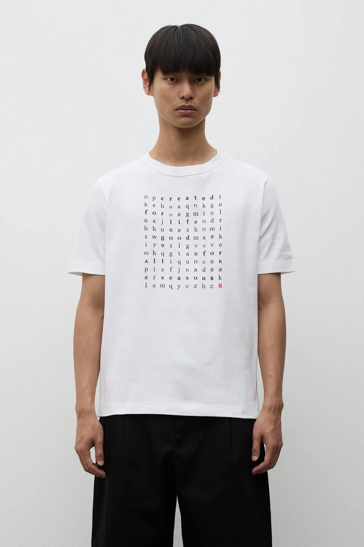 Elmelunde Organic Dry Cotton Crossword T-shirt - White-Norse Projects-W2 Store