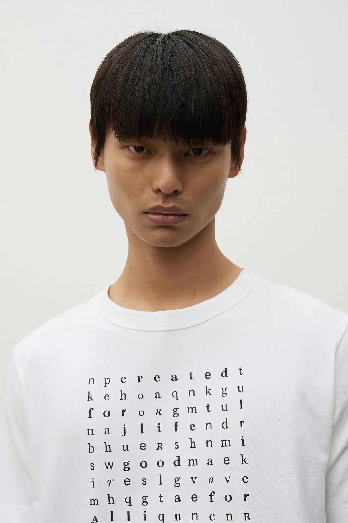Elmelunde Organic Dry Cotton Crossword T-shirt - White-Norse Projects-W2 Store