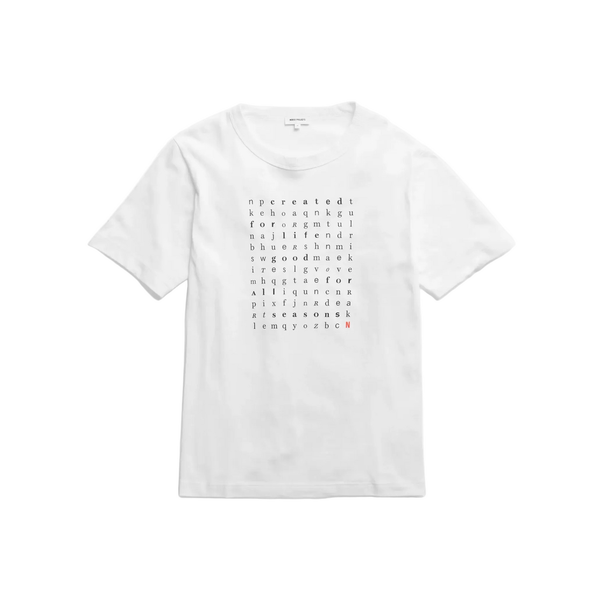Elmelunde Organic Dry Cotton Crossword T-shirt - White-Norse Projects-W2 Store