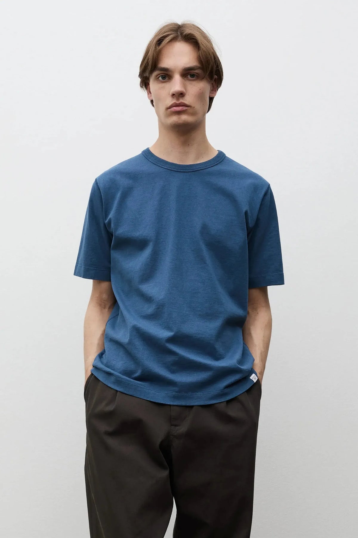 Elmelunde Soft Compact Cotton T-shirt - Dark Blue-Norse Projects-W2 Store
