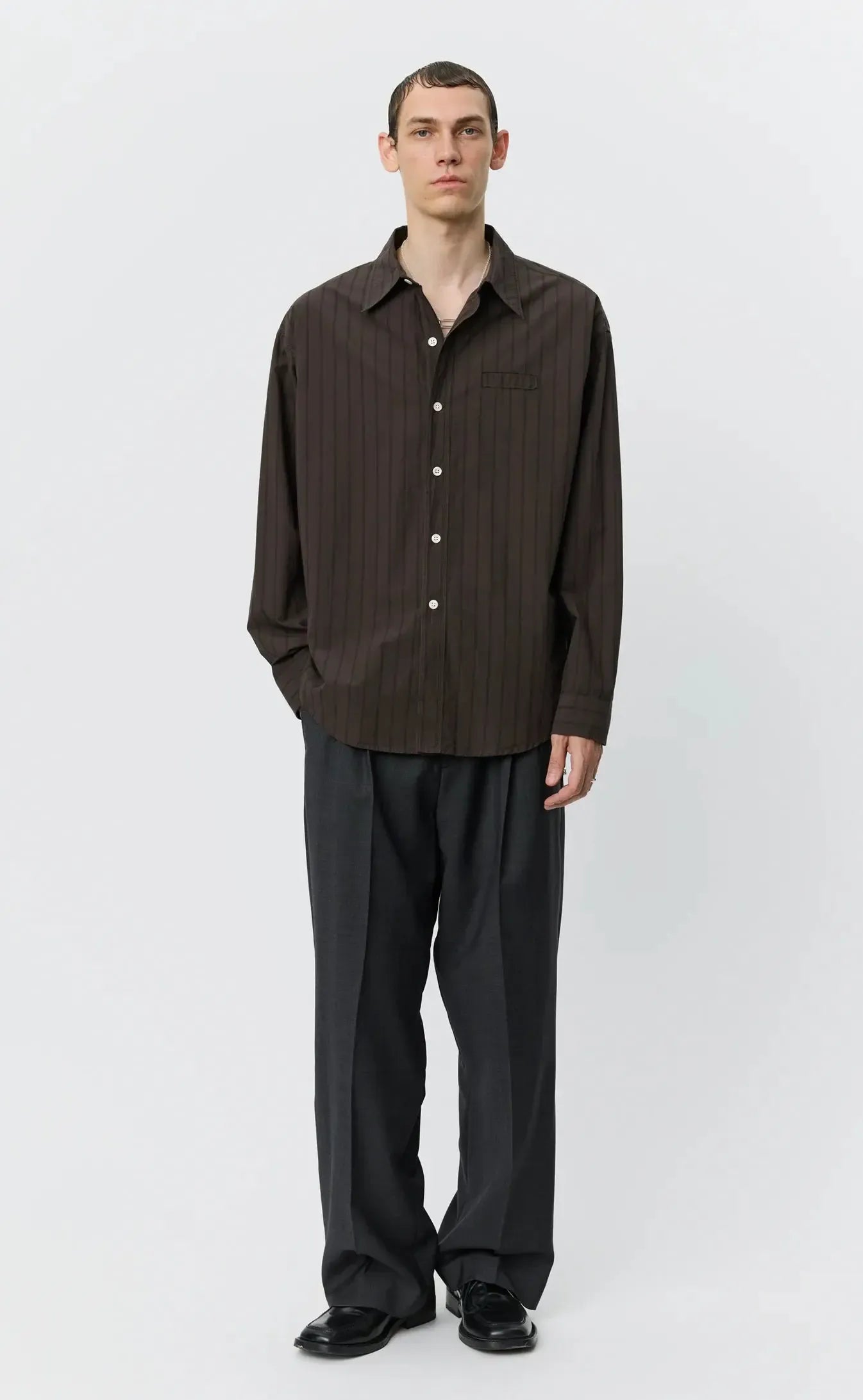 Essay Shirt - Dark Brown Triple Stripe-mfpen-W2 Store
