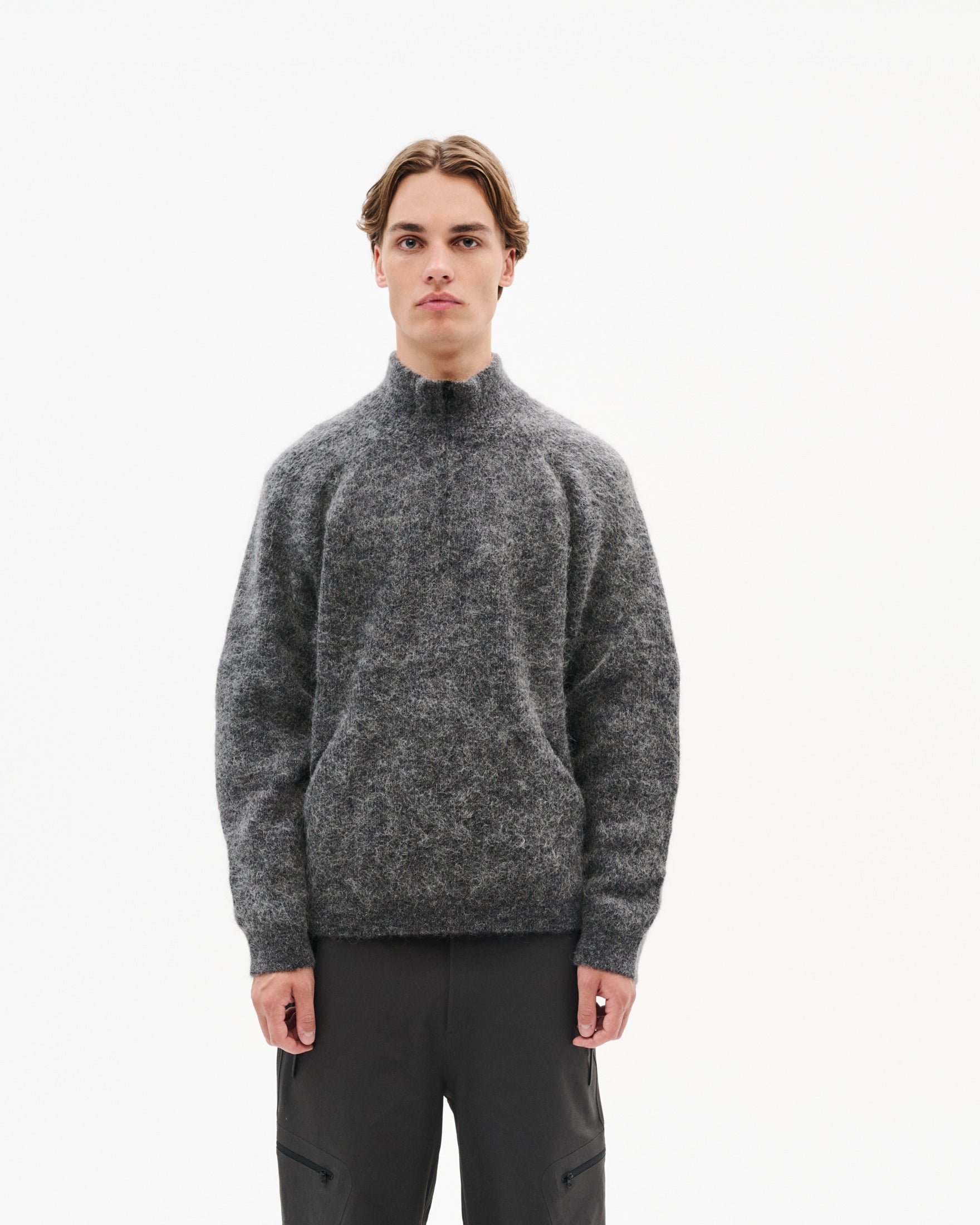 Essence Mohair Mixed Knit Top - Dark Grey-Hiking Patrol-W2 Store
