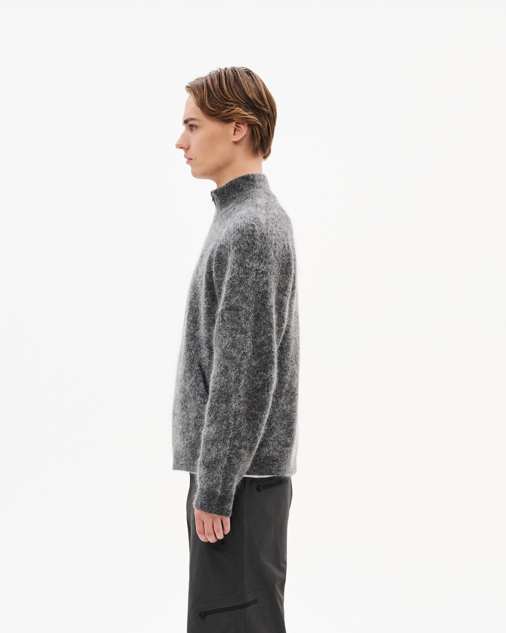 Essence Mohair Mixed Knit Top - Dark Grey-Hiking Patrol-W2 Store