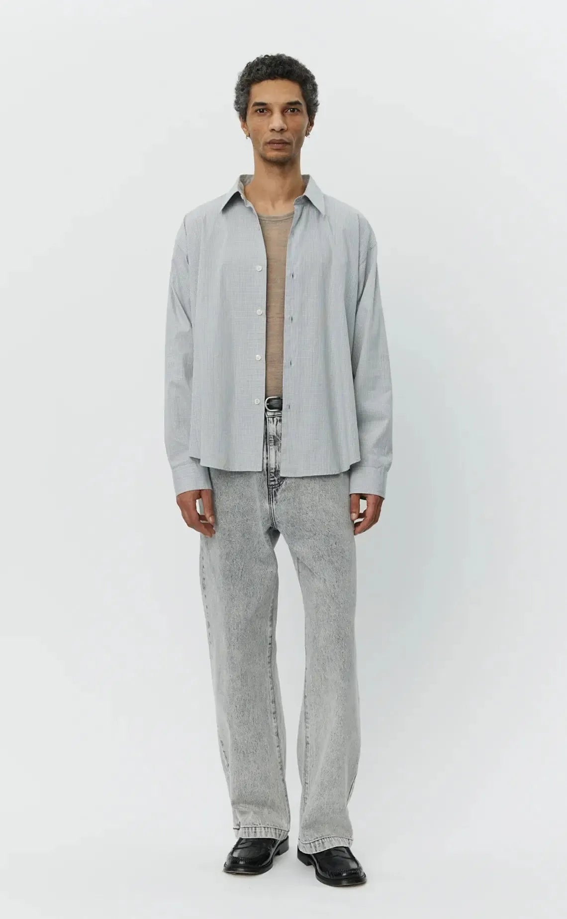 Exact Shirt - Grey Microcheck-mfpen-W2 Store