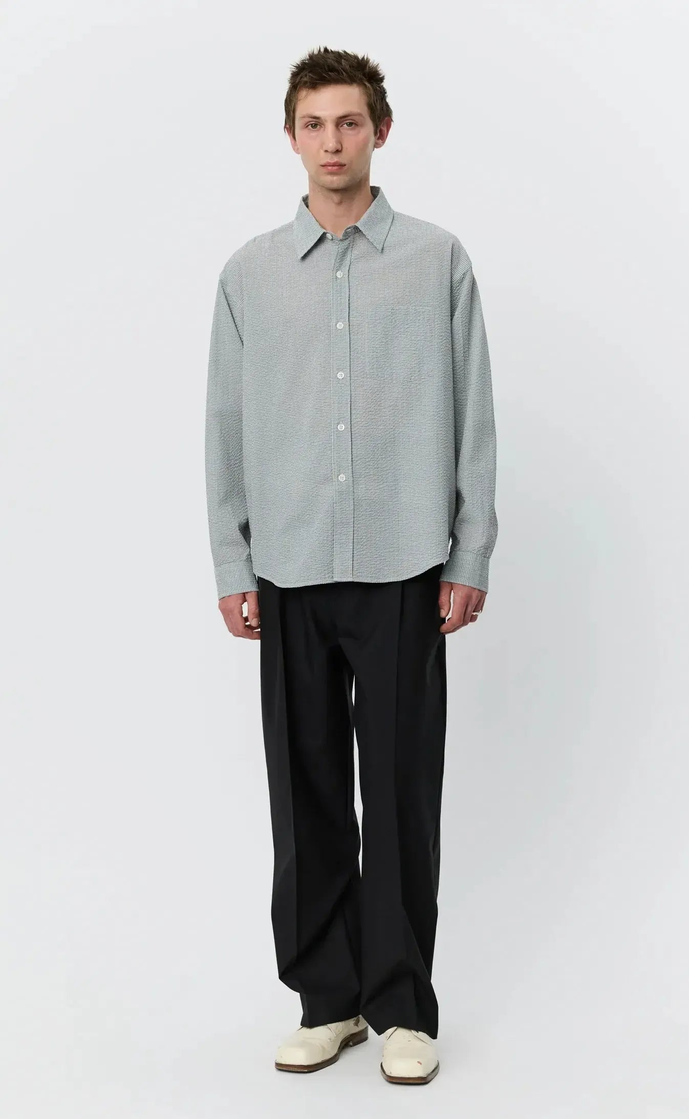 Executive Shirt - Textured Bottle Grey Check-mfpen-W2 Store