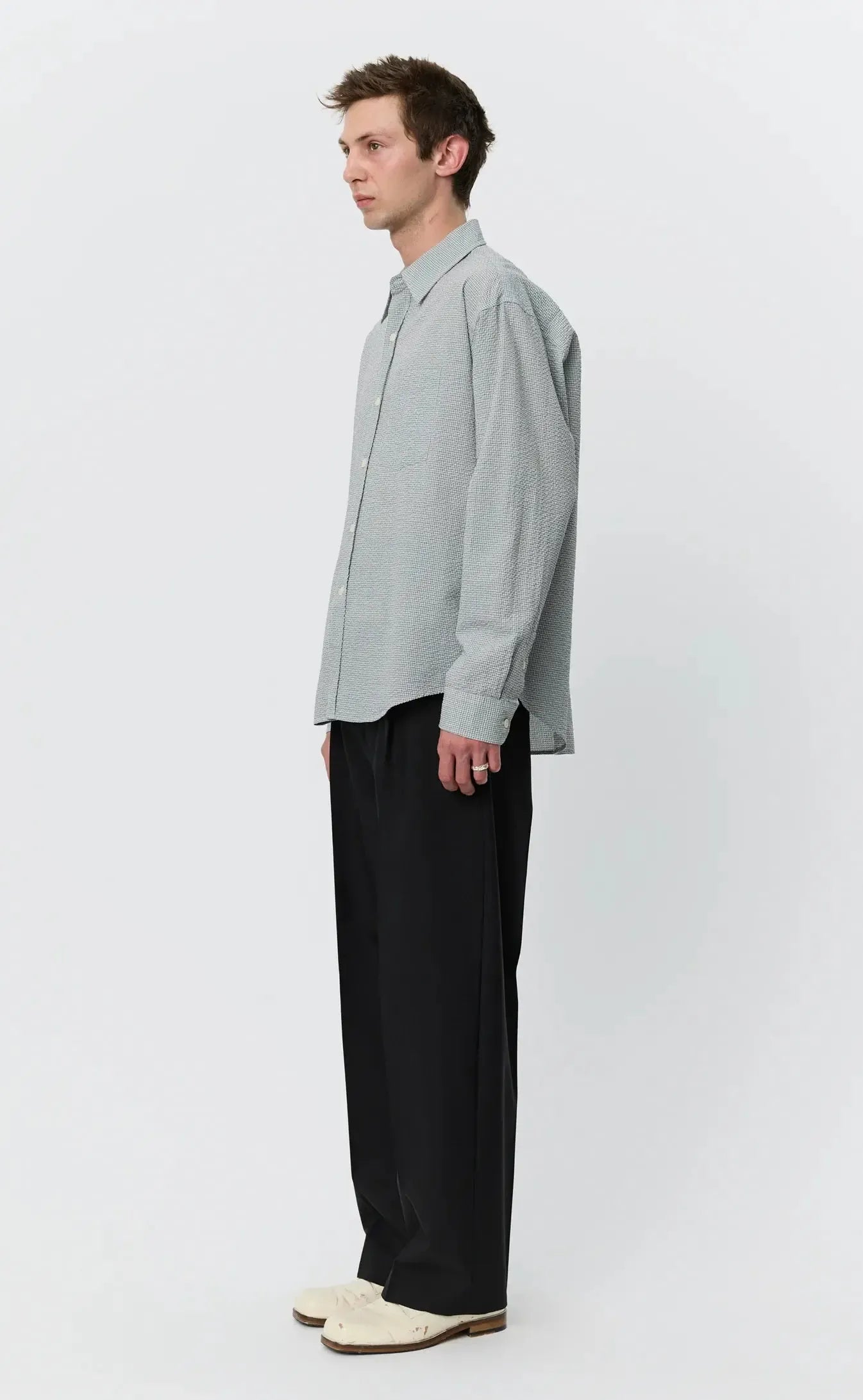 Executive Shirt - Textured Bottle Grey Check-mfpen-W2 Store
