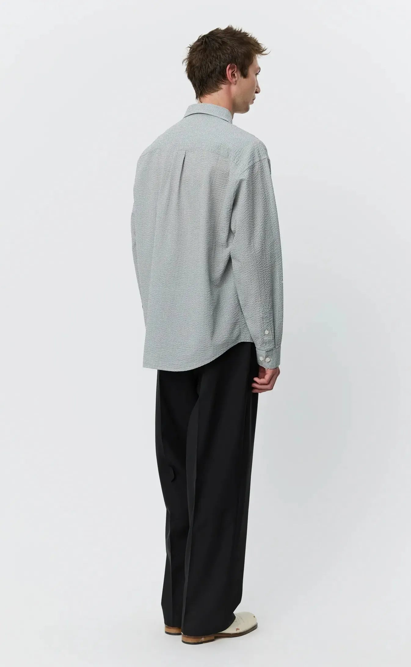 Executive Shirt - Textured Bottle Grey Check-mfpen-W2 Store