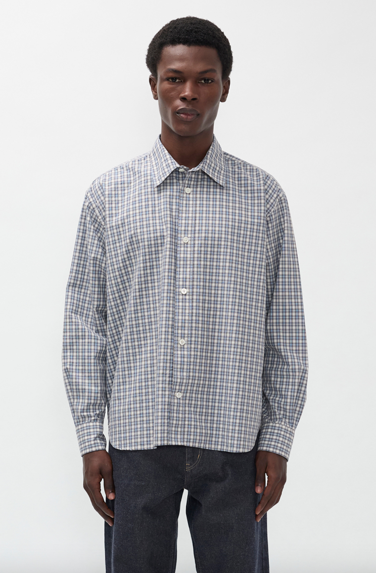 Falster Fine Check Oversize Shirt - Cerulean-Norse Projects-W2 Store