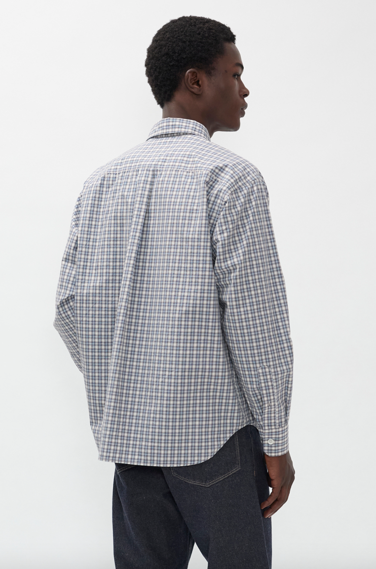 Falster Fine Check Oversize Shirt - Cerulean-Norse Projects-W2 Store