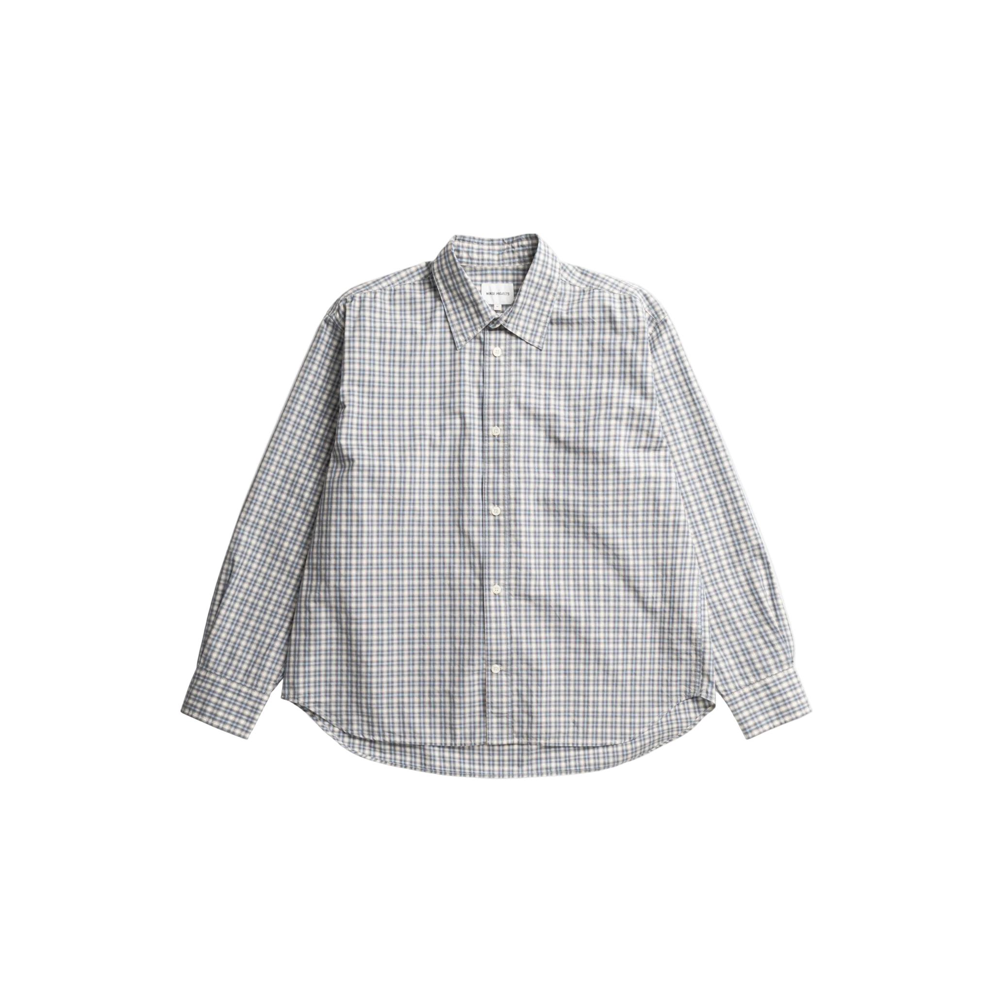 Falster Fine Check Oversize Shirt - Cerulean-Norse Projects-W2 Store