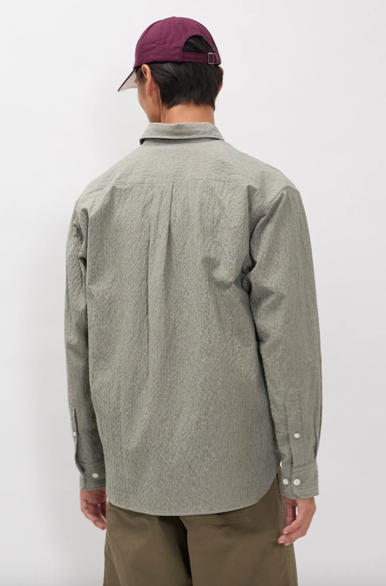 Falster Oversized Textured Stripe Shirt - Vetiver-Norse Projects-W2 Store