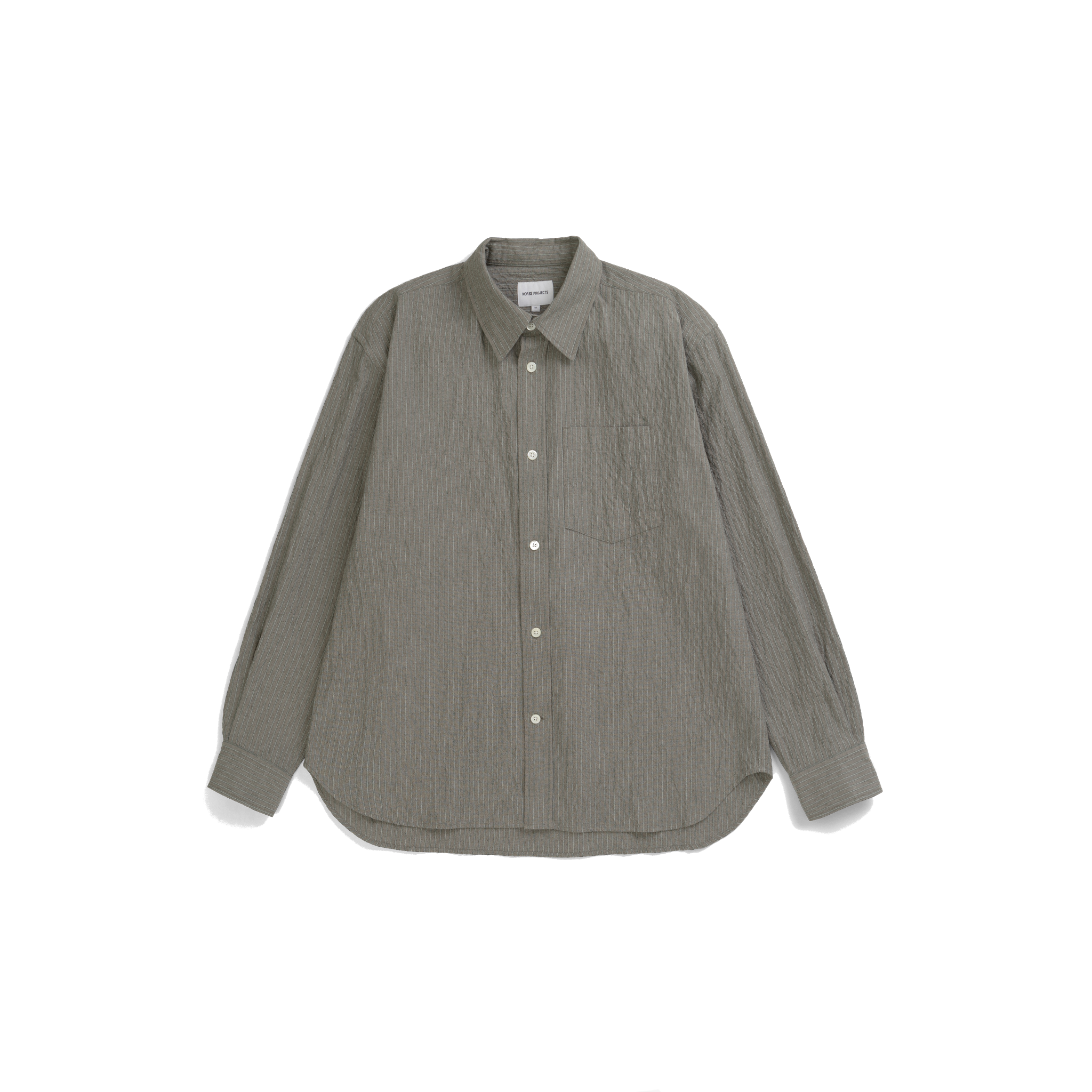 Falster Oversized Textured Stripe Shirt - Vetiver-Norse Projects-W2 Store