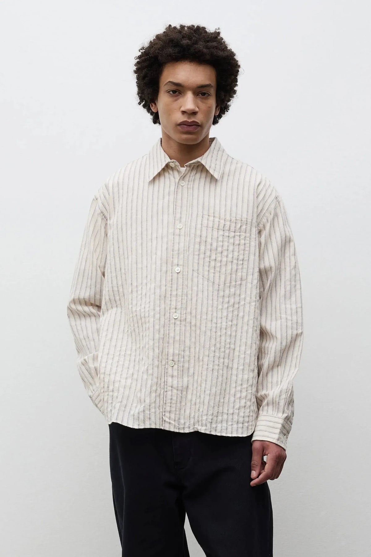 Falster Stripe Oversized Shirt - Natural Ecru-Norse Projects-W2 Store
