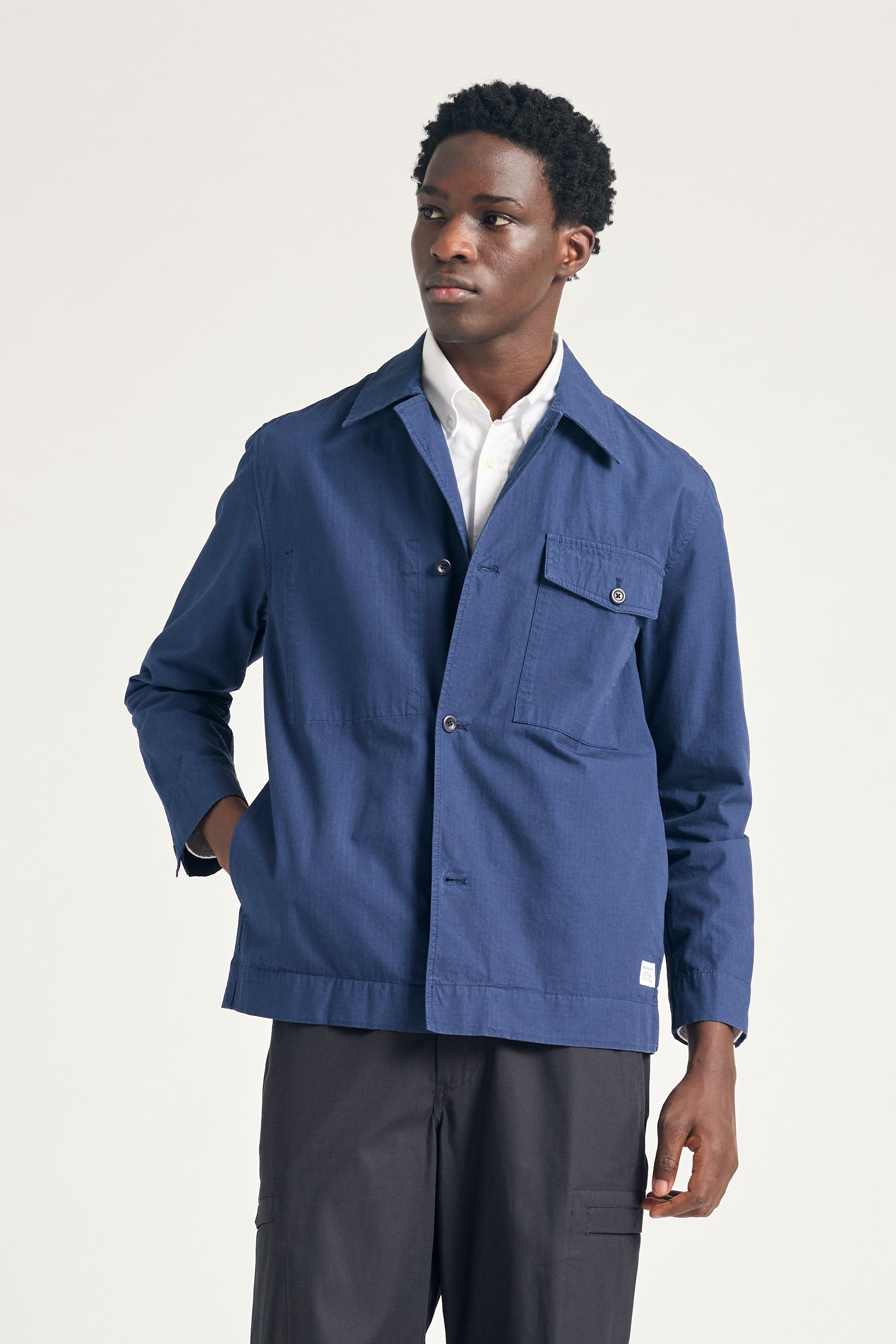 Folke Cotton Ripstop Overshirt - Workwear Blue-Norse Projects-W2 Store