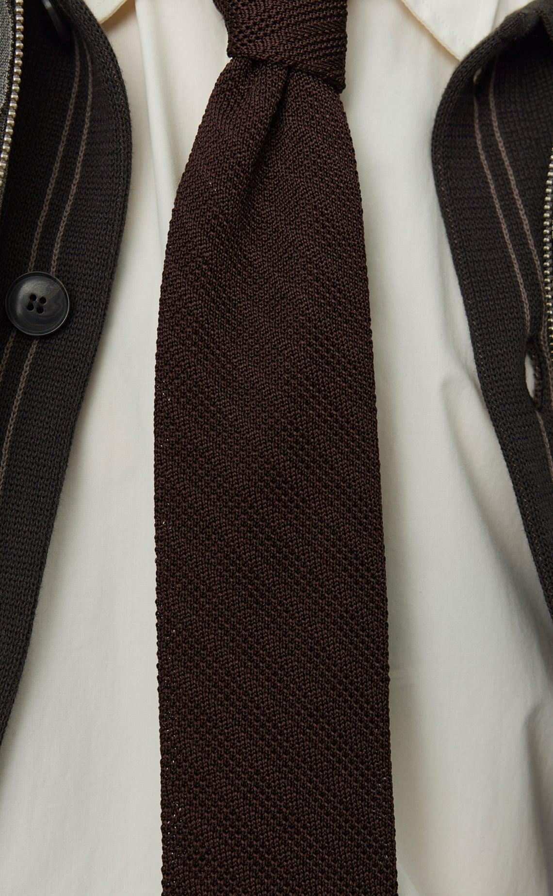 Formal Tie - Brown Knitted Stripe-mfpen-W2 Store