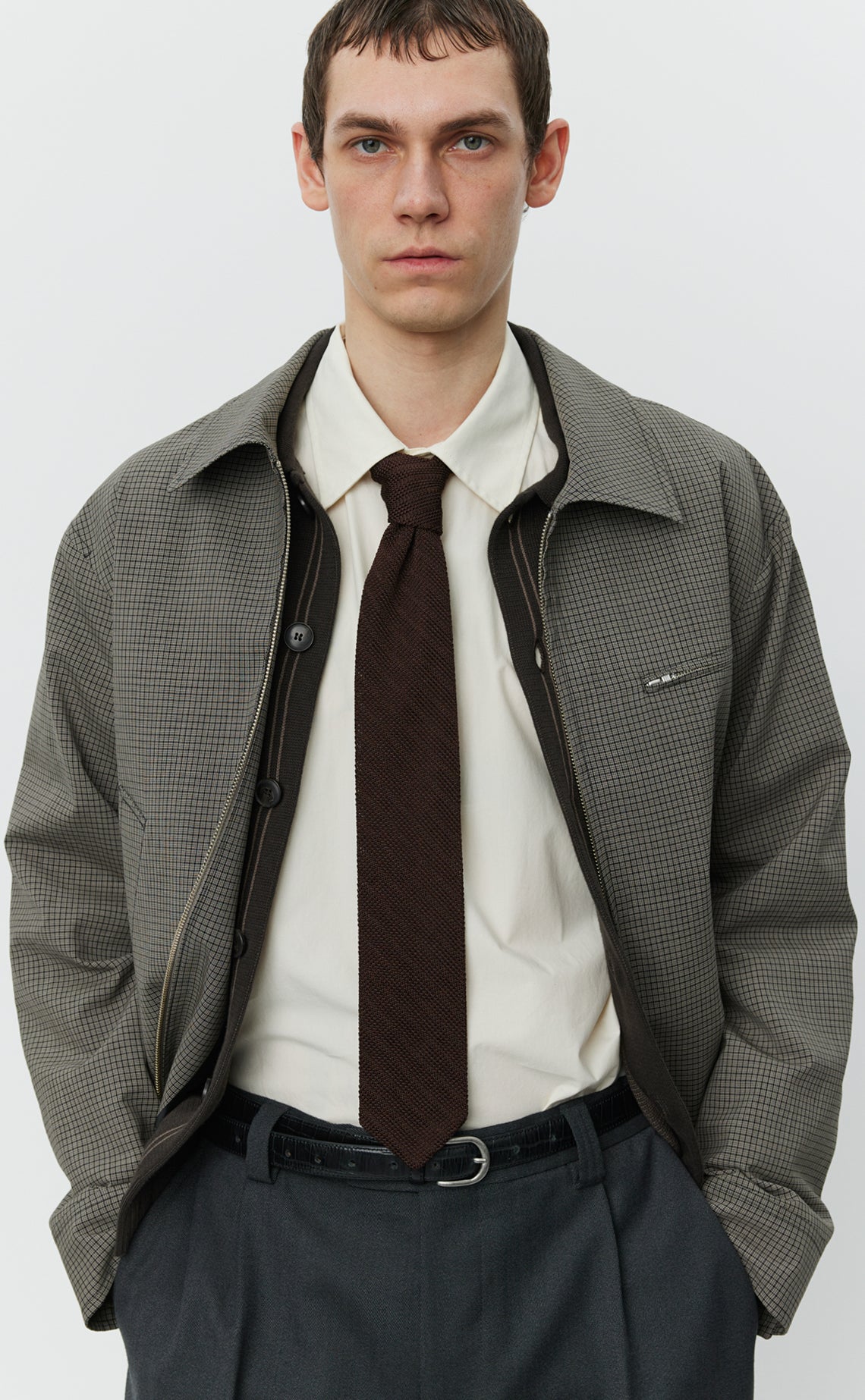Formal Tie - Brown Knitted Stripe-mfpen-W2 Store