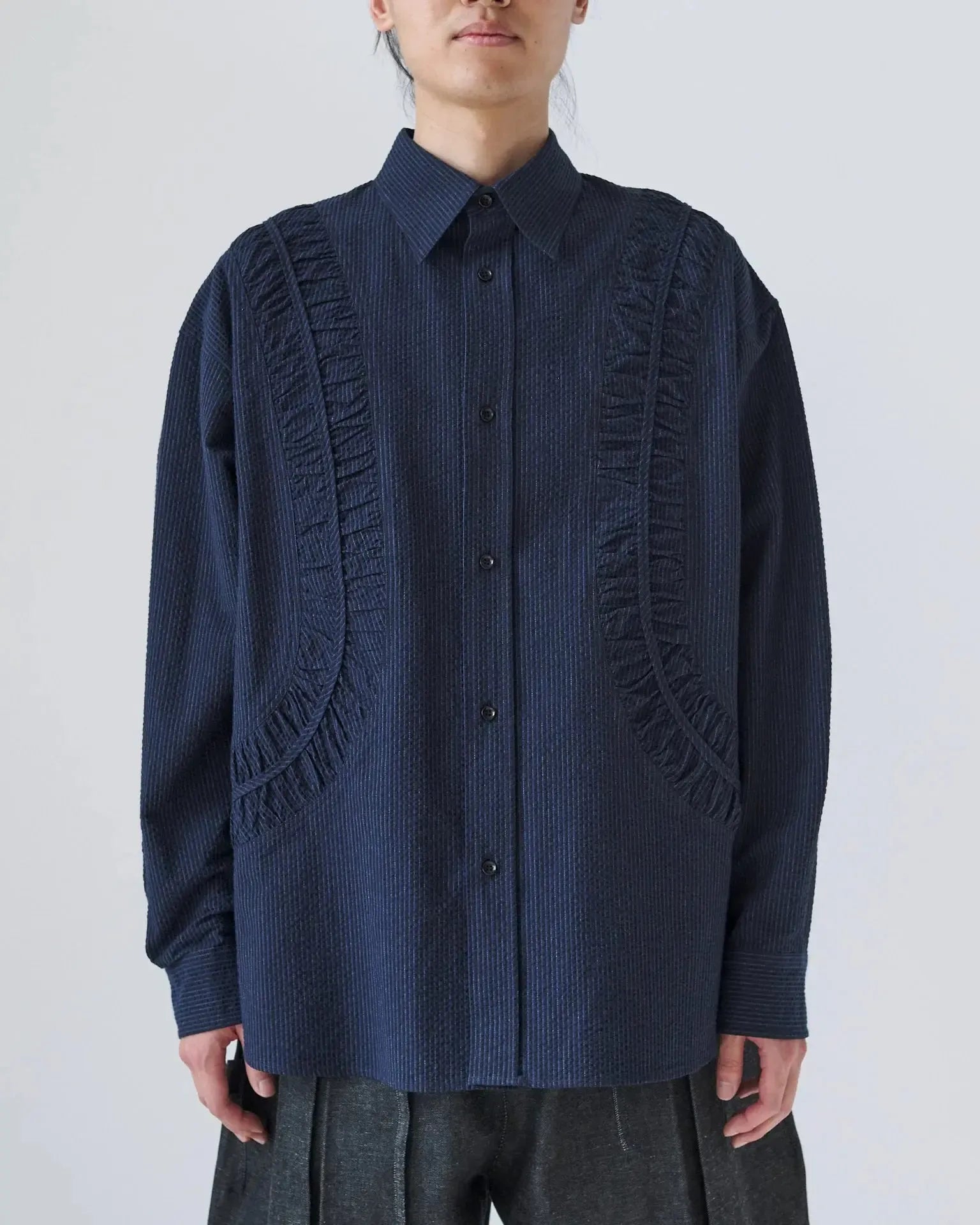 Fossil Shirt Cotton Seersucker - Indigo Stripe-Sage Nation-W2 Store