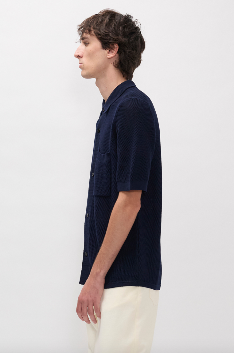 Fredensborg Mercerised Cotton Knitted Shirt - Dark Navy-Norse Projects-W2 Store