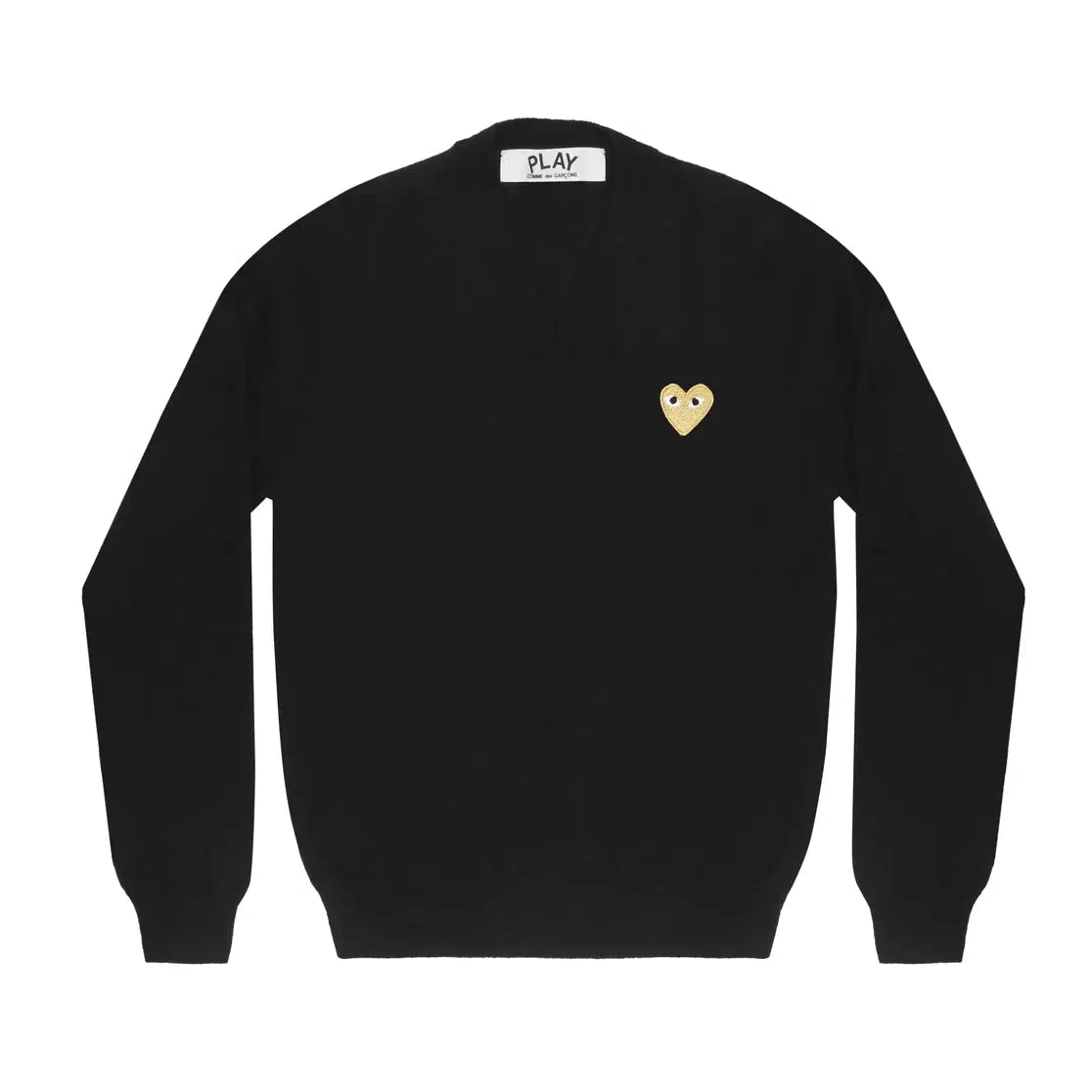 Gold Heart V-Neck Knit - Black-Comme des Garçons Play-W2 Store