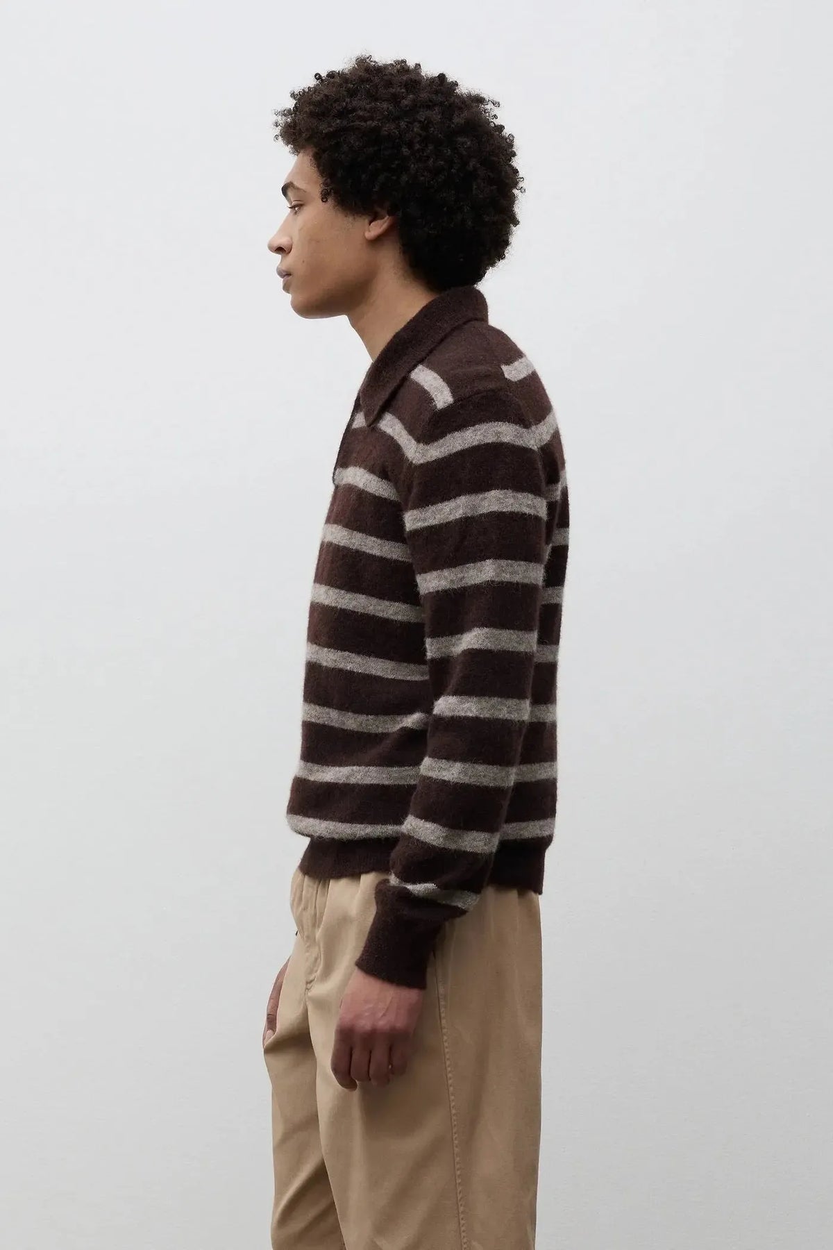 Gudme Baby Alpaca Stripe Polo - Delicioso Brown-Norse Projects-W2 Store
