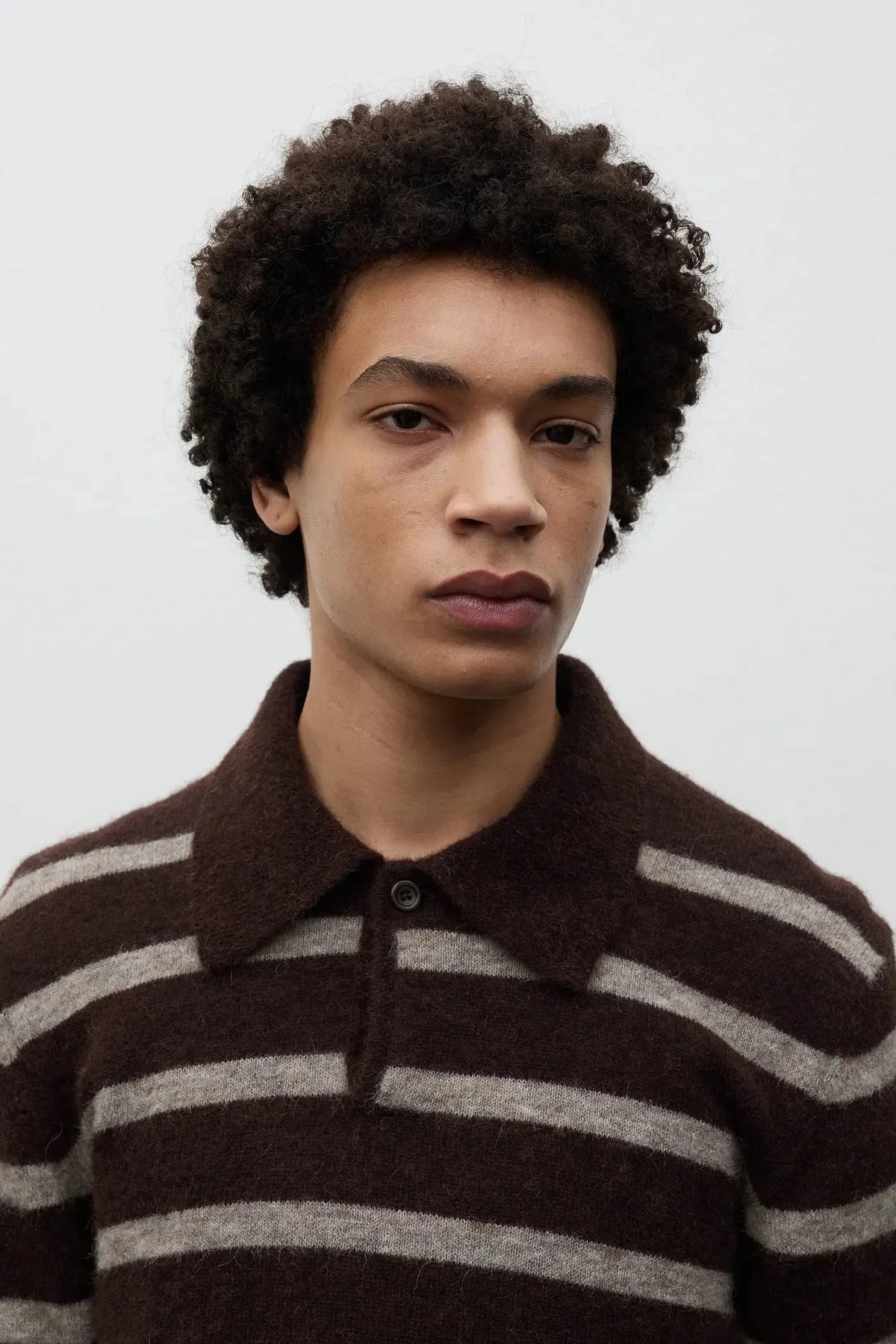 Gudme Baby Alpaca Stripe Polo - Delicioso Brown-Norse Projects-W2 Store