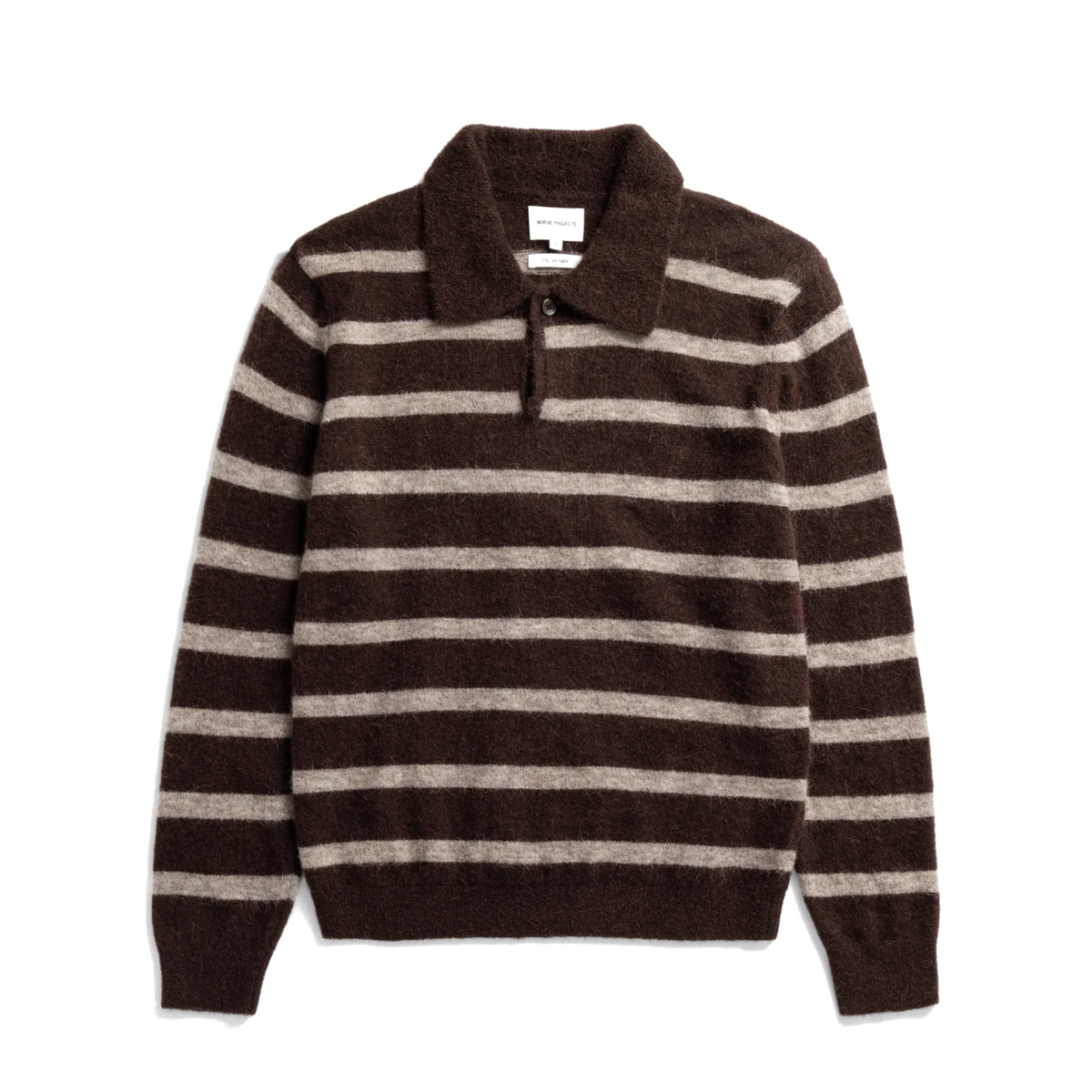 Gudme Baby Alpaca Stripe Polo - Delicioso Brown-Norse Projects-W2 Store