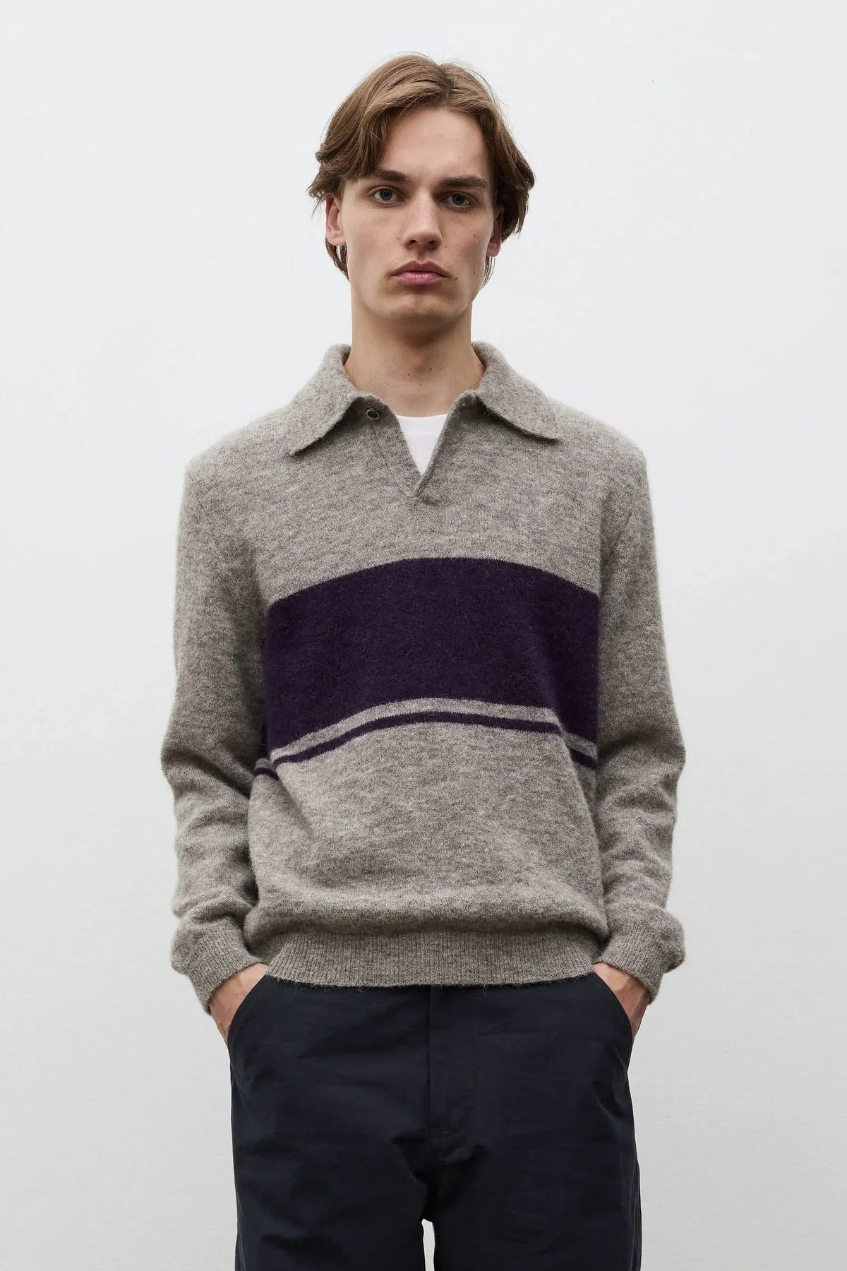 Gudme Baby Alpaca Stripe Polo - Walnut-Norse Projects-W2 Store