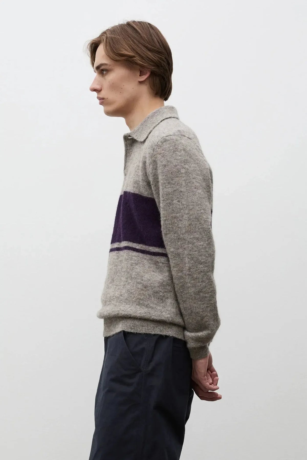 Gudme Baby Alpaca Stripe Polo - Walnut-Norse Projects-W2 Store