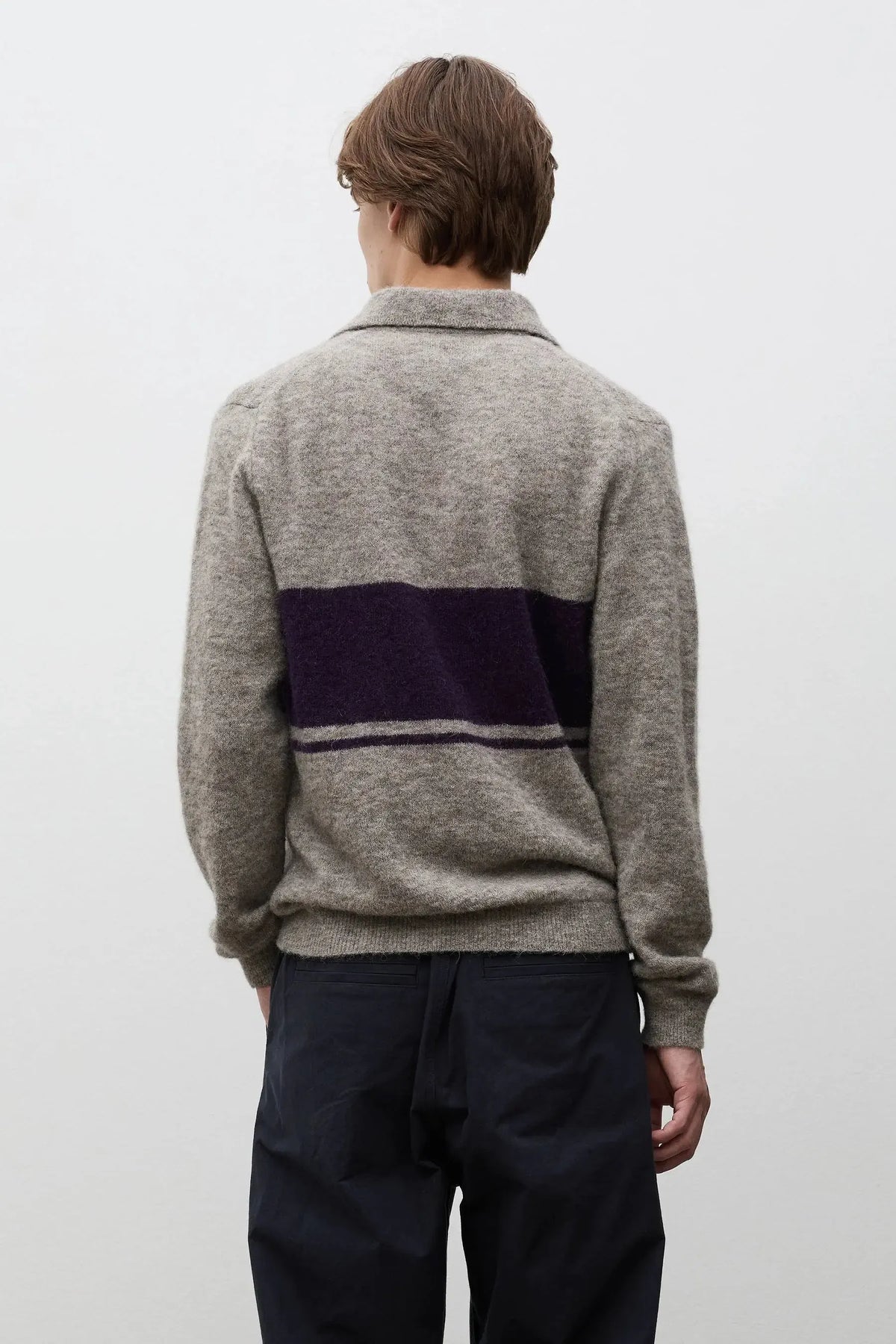 Gudme Baby Alpaca Stripe Polo - Walnut-Norse Projects-W2 Store