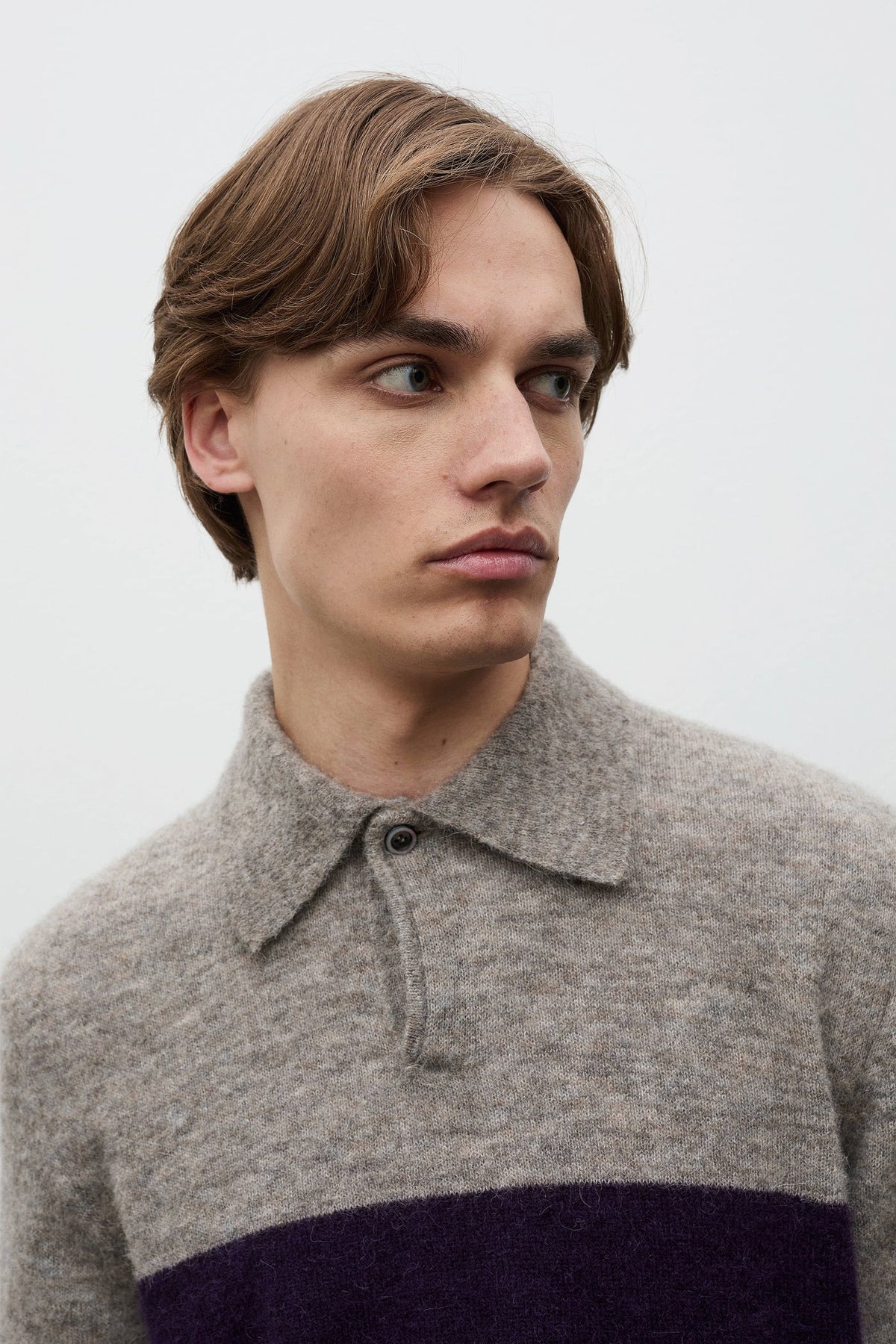 Gudme Baby Alpaca Stripe Polo - Walnut-Norse Projects-W2 Store