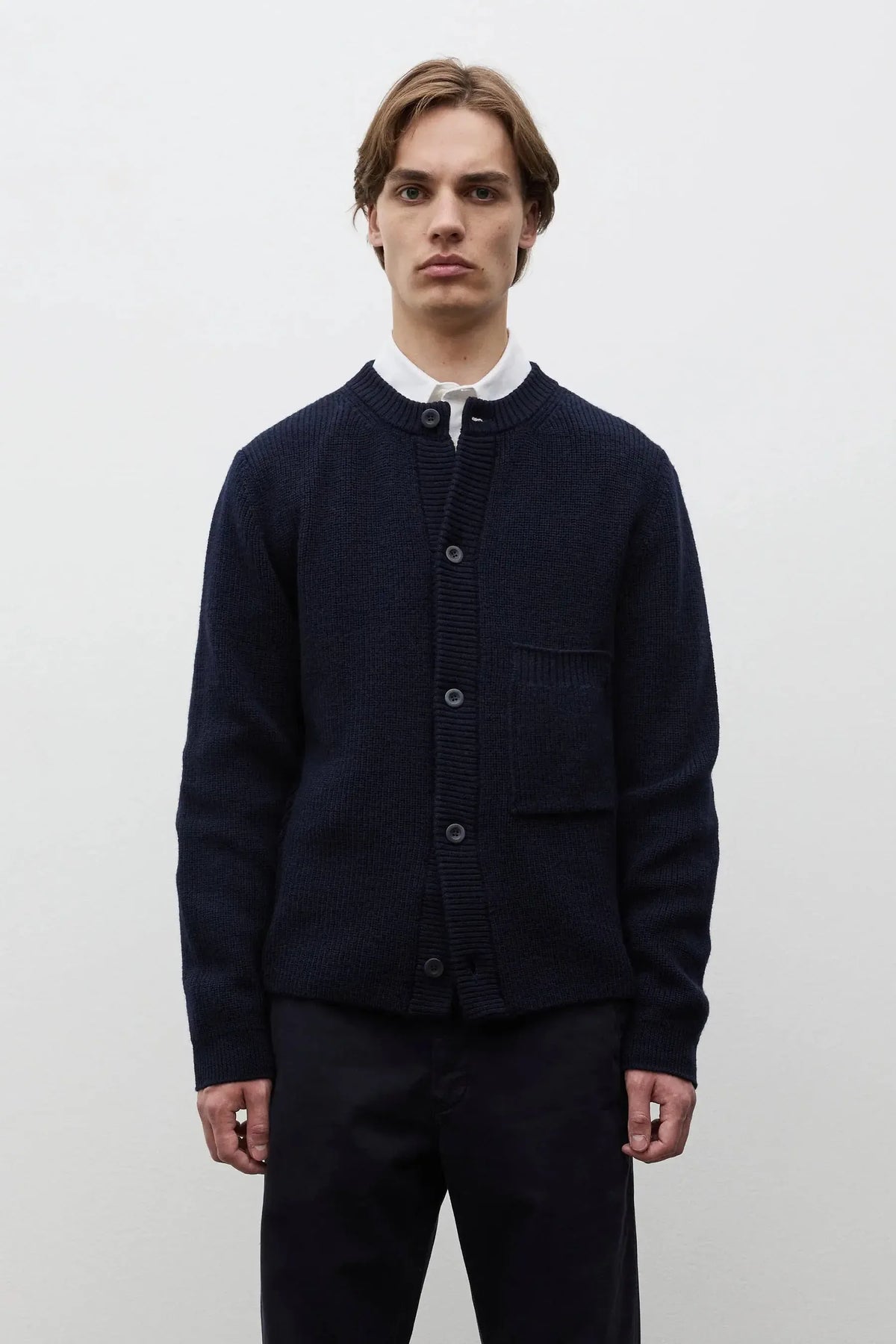 Gullverket Cotton Wool Rib Cardigan - Dark Navy-Norse Projects-W2 Store