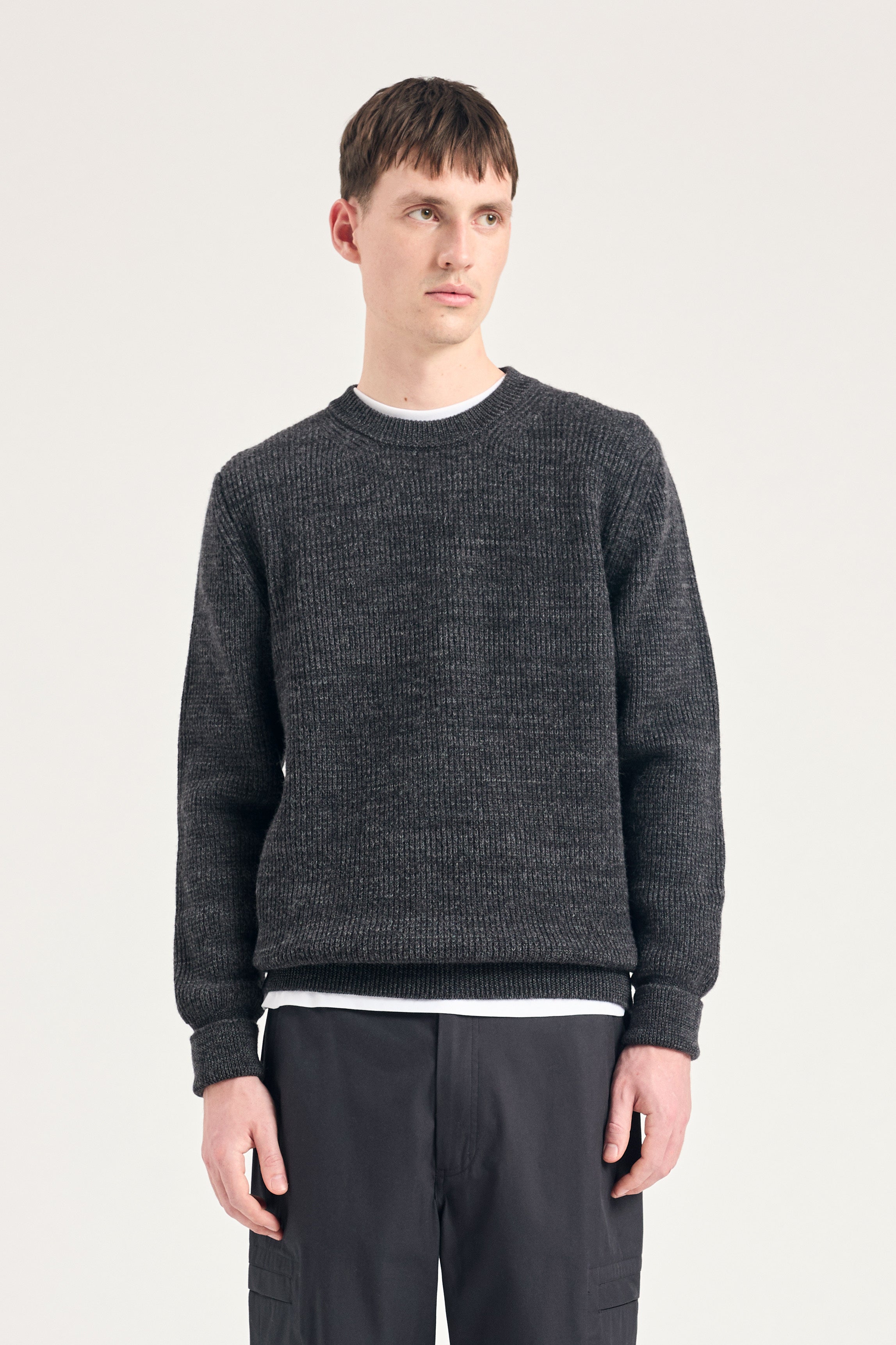Henning Cotton Wool Rib Sweater - Dark Grey Melange-Norse Projects-W2 Store