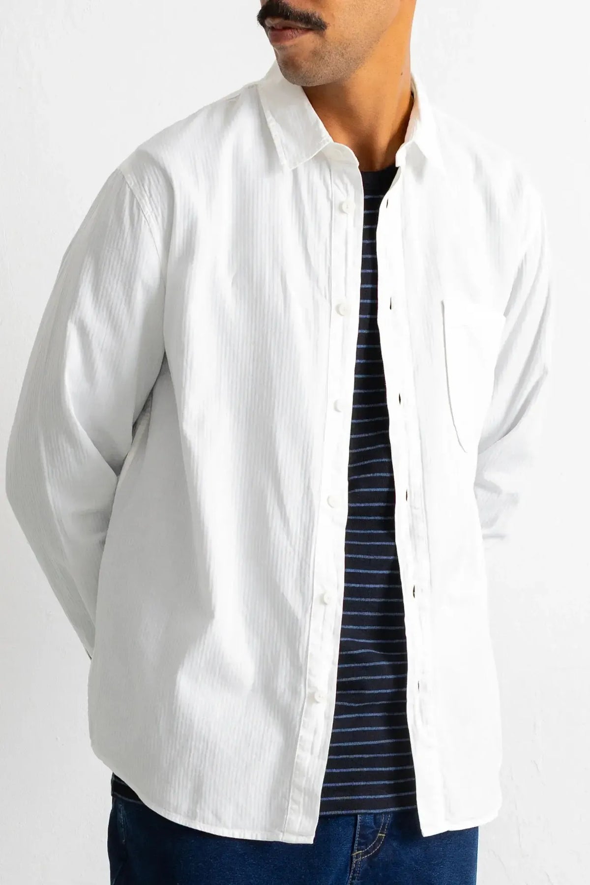 Herringbone Curve Shirt - Off White-Folk-W2 Store