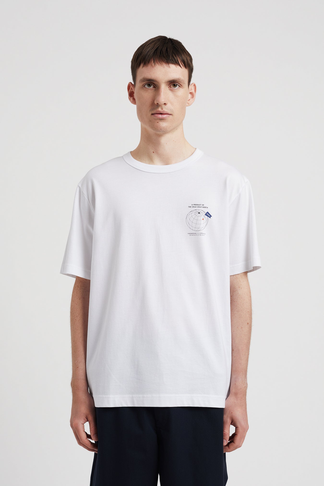 Holger Organic Globe Print T-Shirt - White-Norse Projects-W2 Store
