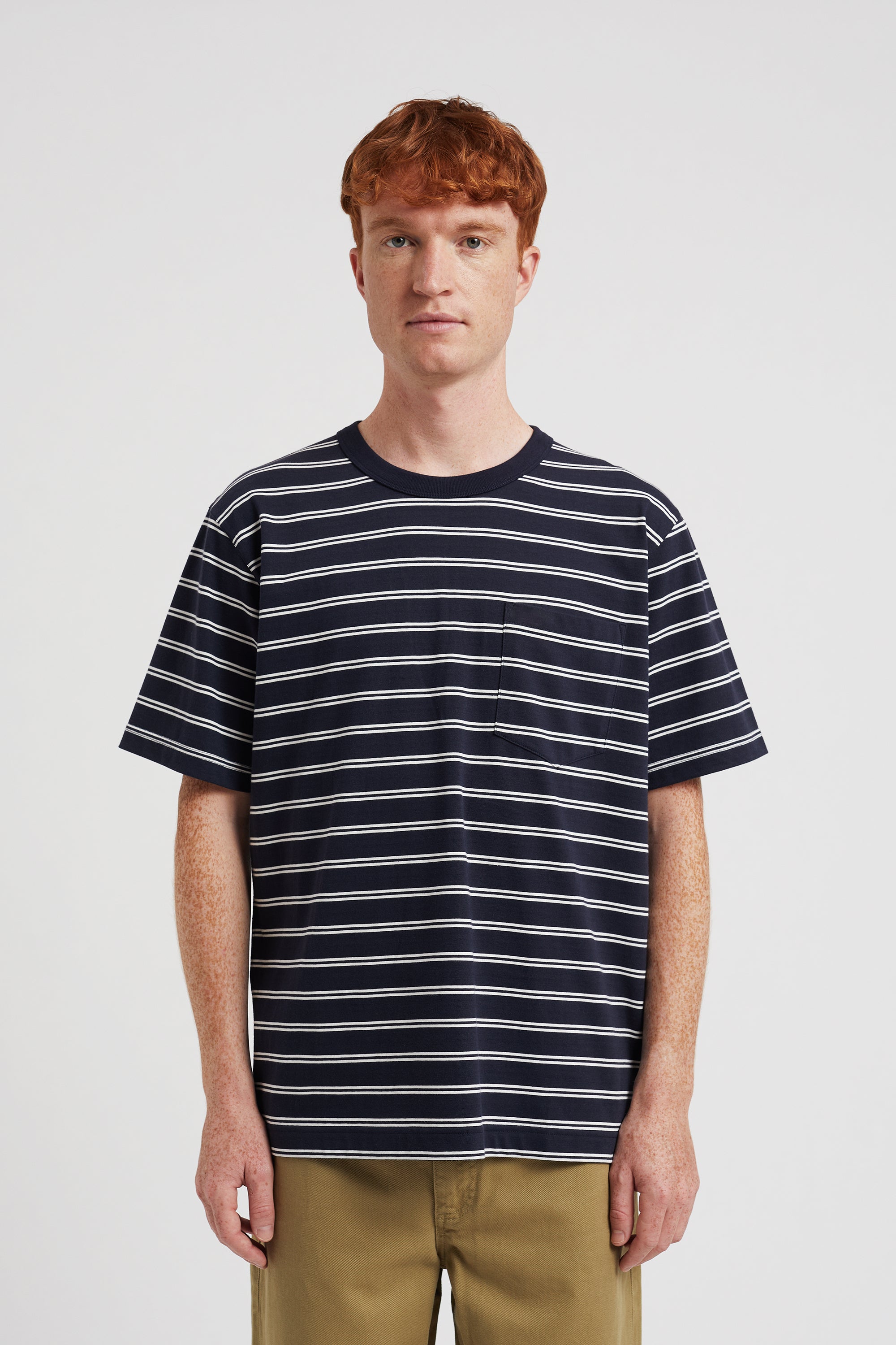 Holger Organic Sailor Stripe Pocket T-Shirt - Dark Navy-Norse Projects-W2 Store