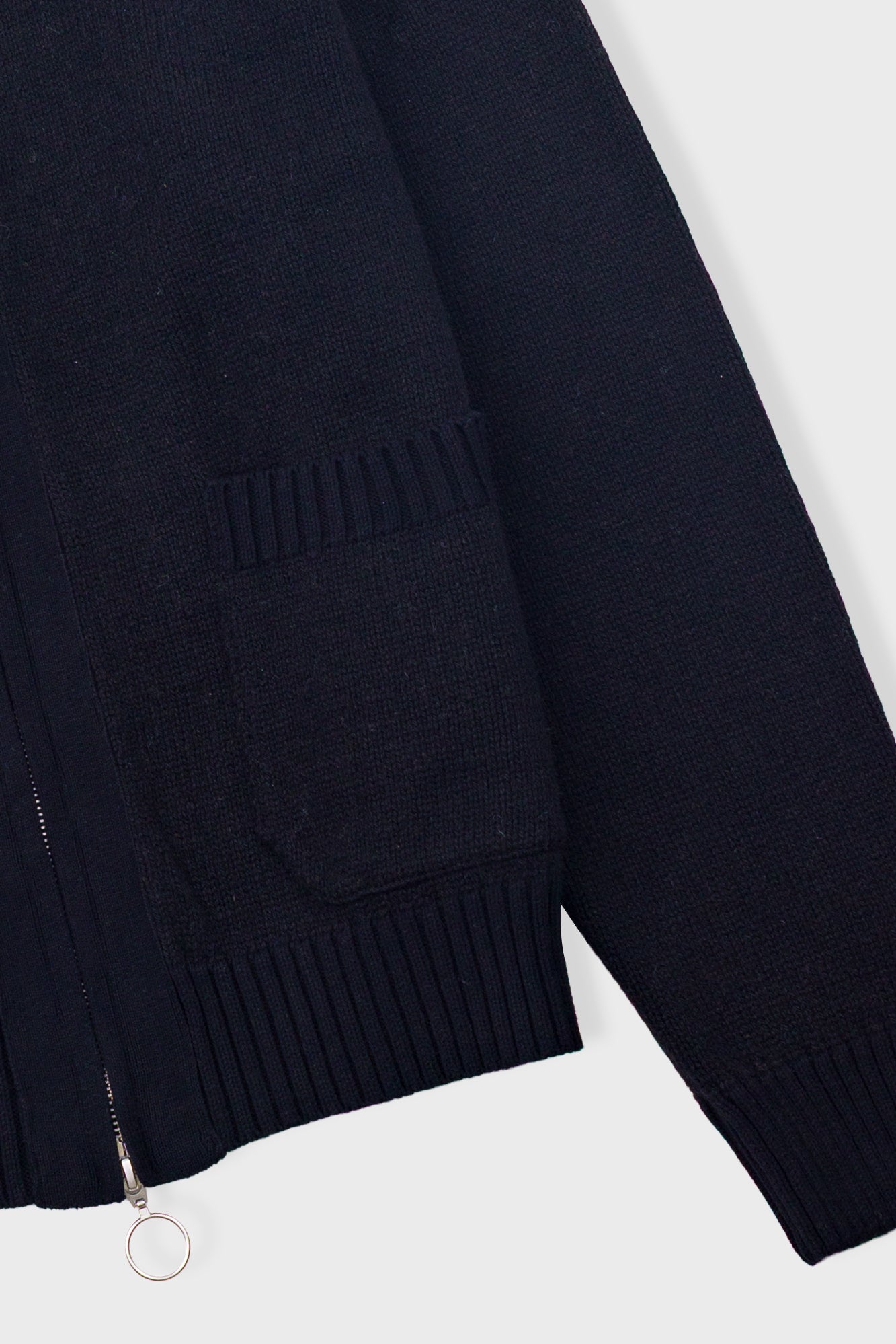 Knitted Zip Thru Bomber - Black-Folk-W2 Store
