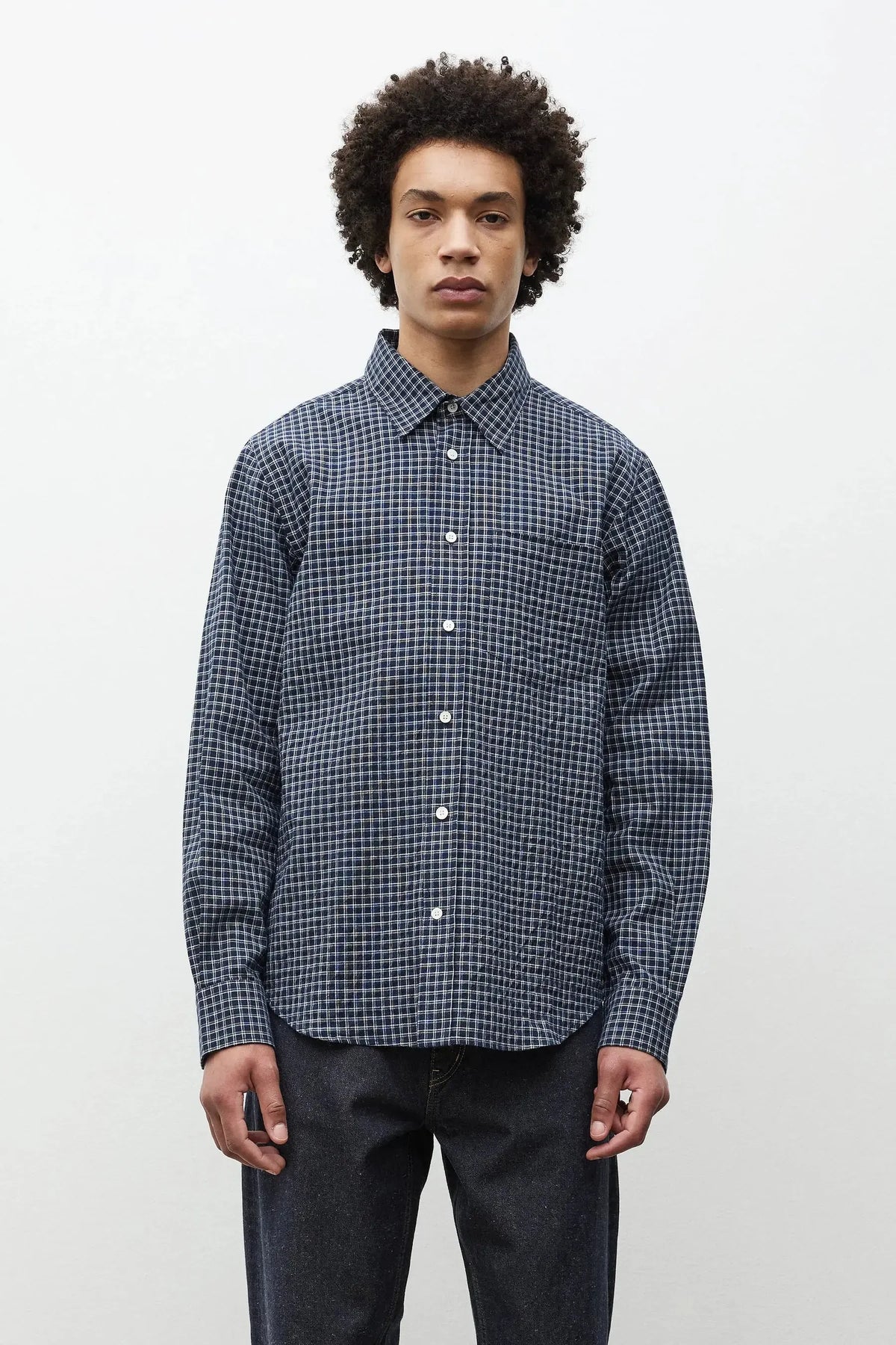 Kongshoved Check Relaxed Shirt - Dark Navy Check-Norse Projects-W2 Store