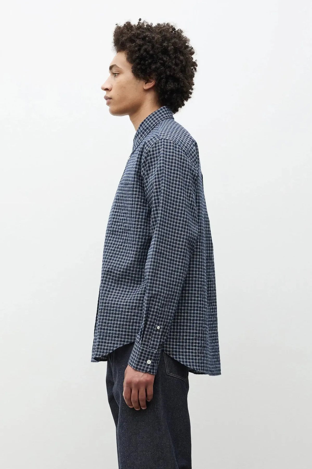 Kongshoved Check Relaxed Shirt - Dark Navy Check-Norse Projects-W2 Store