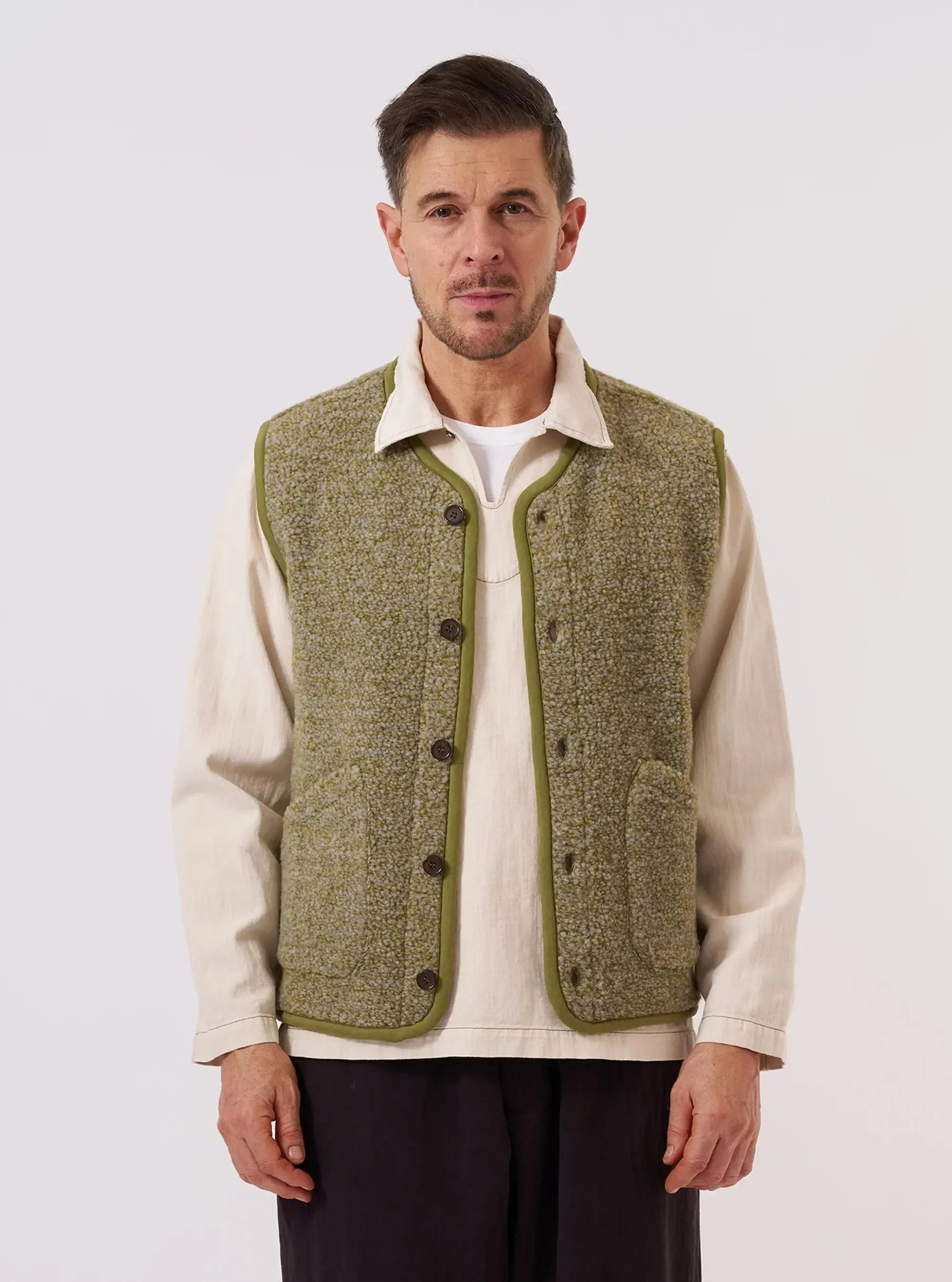 Lancaster Gilet Alvar Fleece - Light Olive-Universal Works-W2 Store