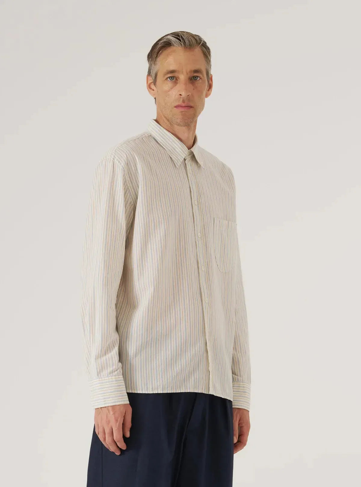Lazy Day Shirt Pop Stripe One - Ecru-Universal Works-W2 Store