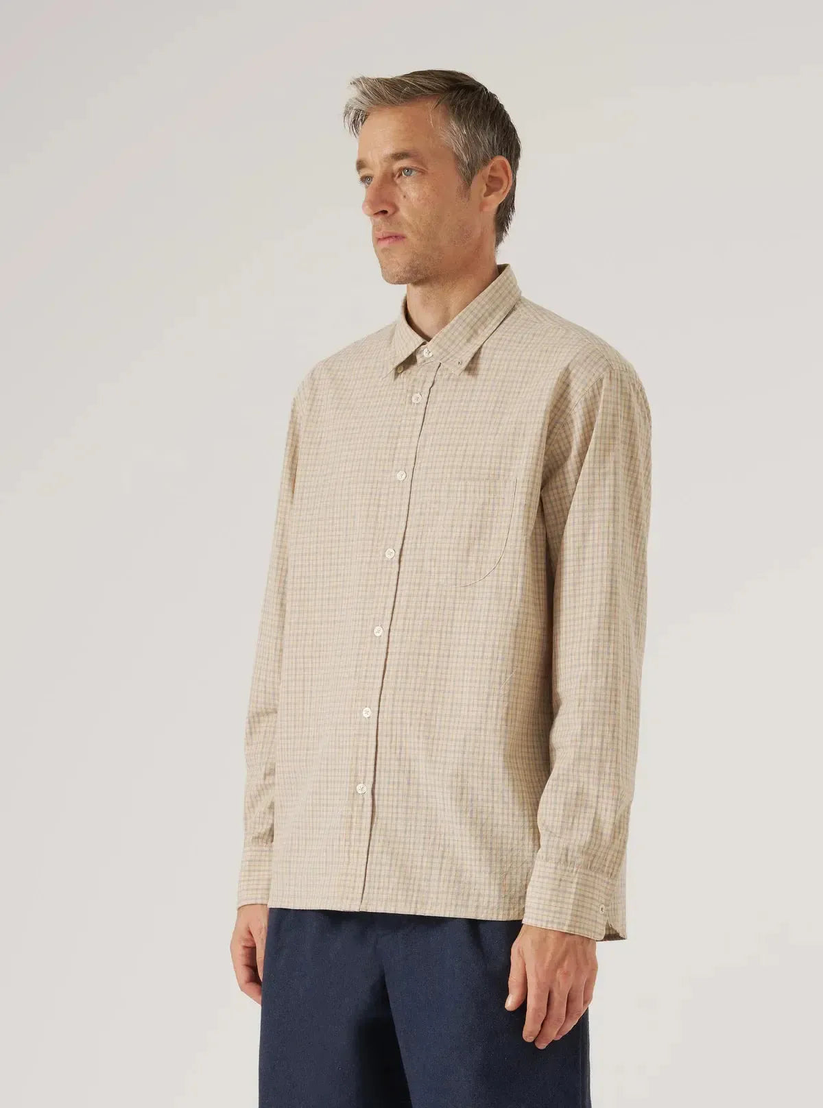 Lazy Day Shirt Shiro Check - Fawn-Universal Works-W2 Store