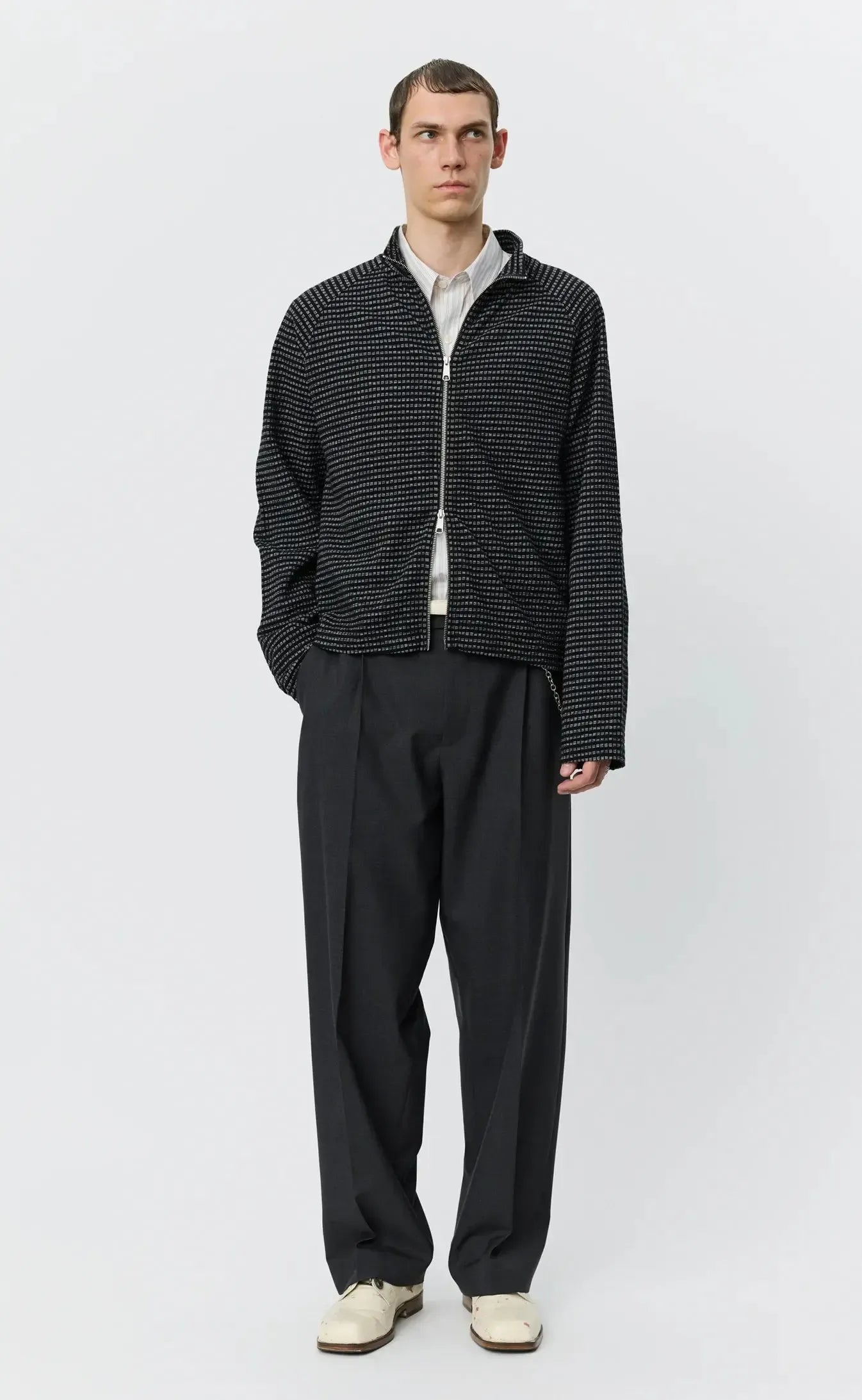 Leisure Zip Up - Black Experienced Check-mfpen-W2 Store