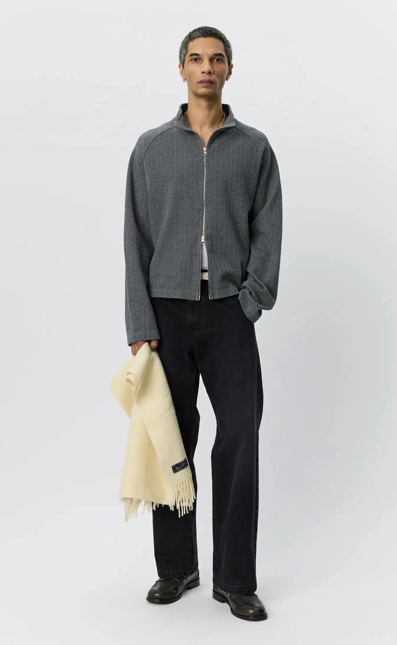Leisure Zip Up - Grey Herringbone-mfpen-W2 Store