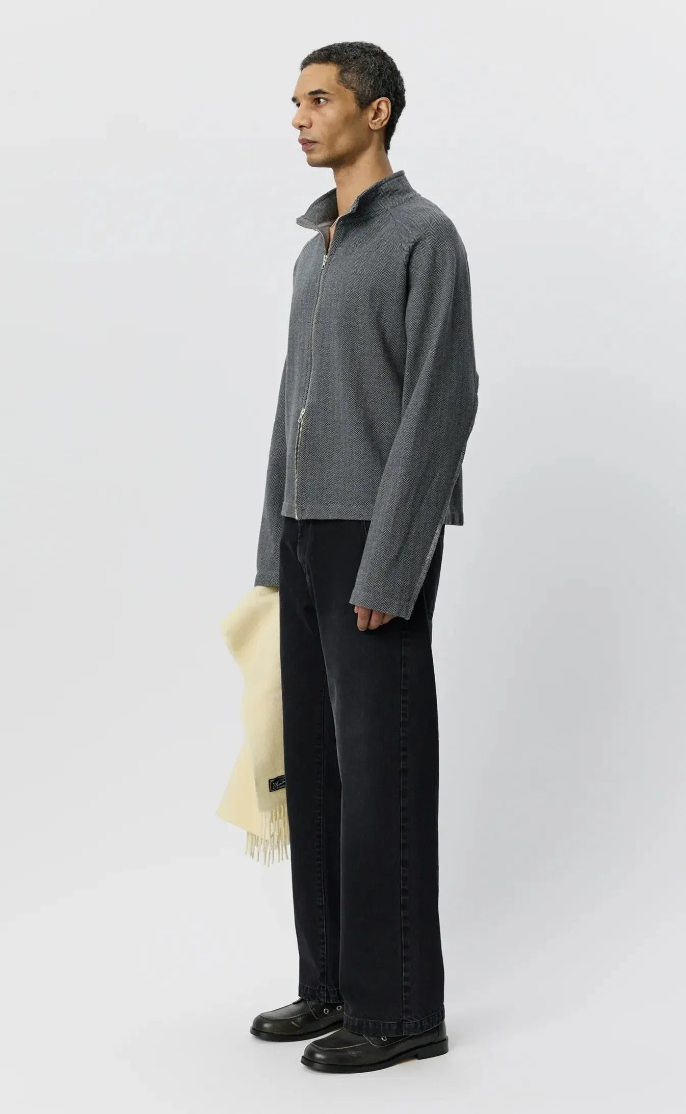 Leisure Zip Up - Grey Herringbone-mfpen-W2 Store