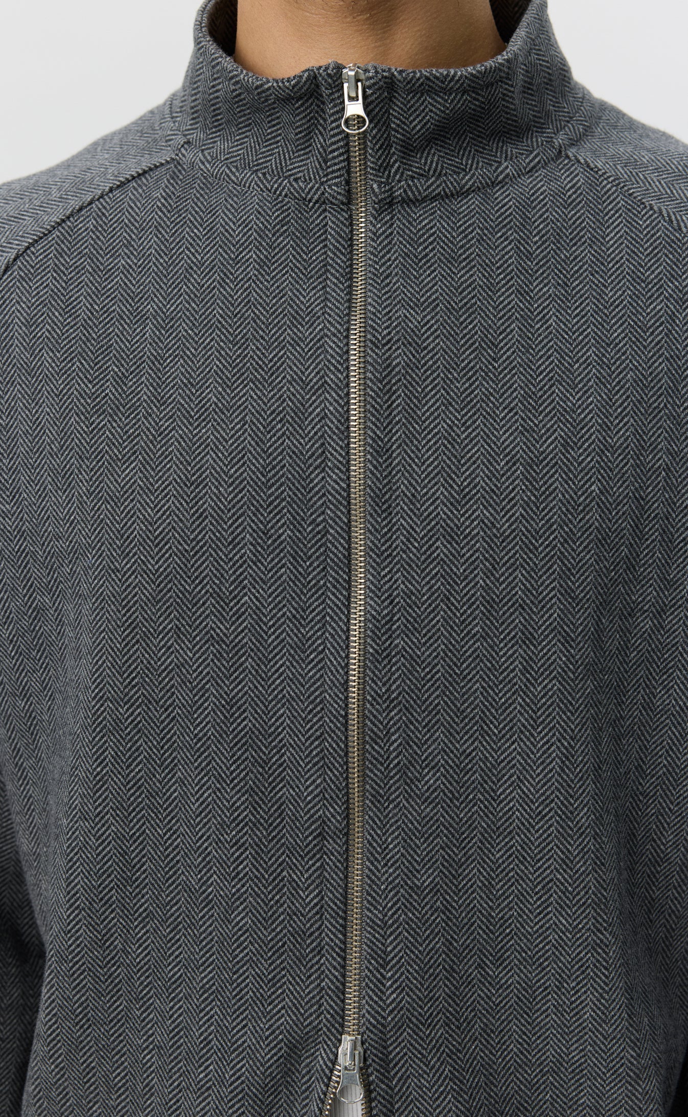 Leisure Zip Up - Grey Herringbone-mfpen-W2 Store