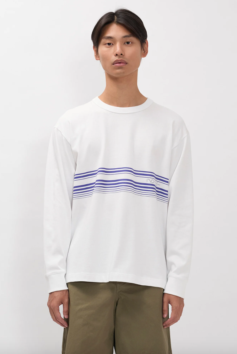 Loften Nautical Stripe Print Heavy LS T-shirt - White-Norse Projects-W2 Store