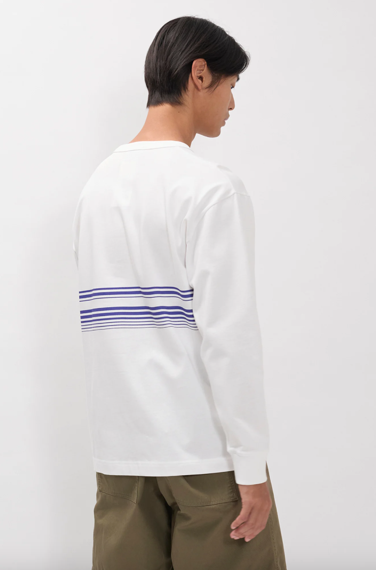 Loften Nautical Stripe Print Heavy LS T-shirt - White-Norse Projects-W2 Store