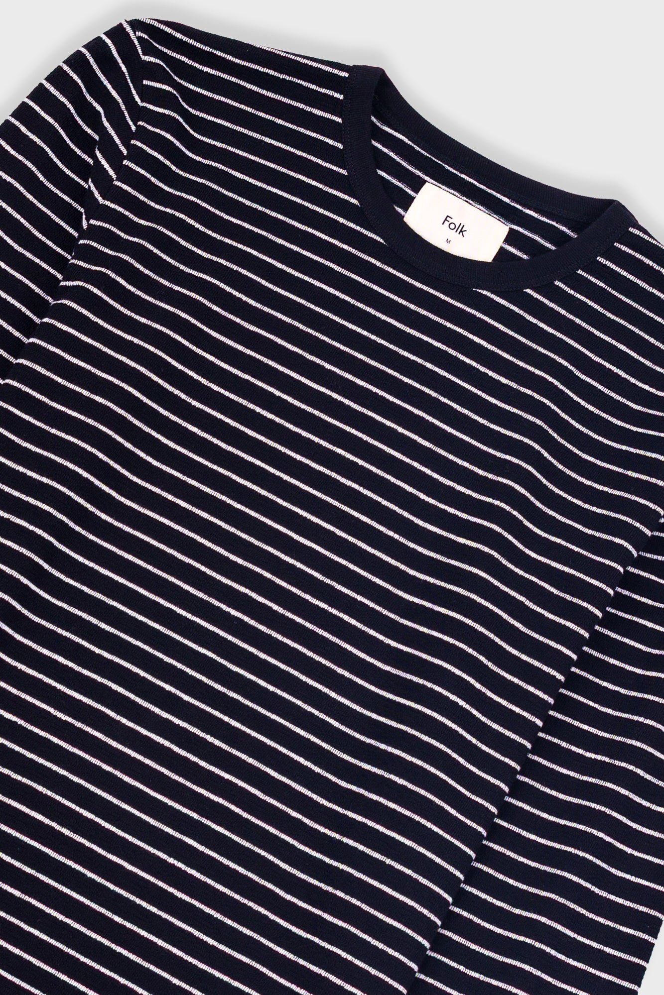 Long Sleeve Textured Stripe T-Shirt - Black Ecru-Folk-W2 Store
