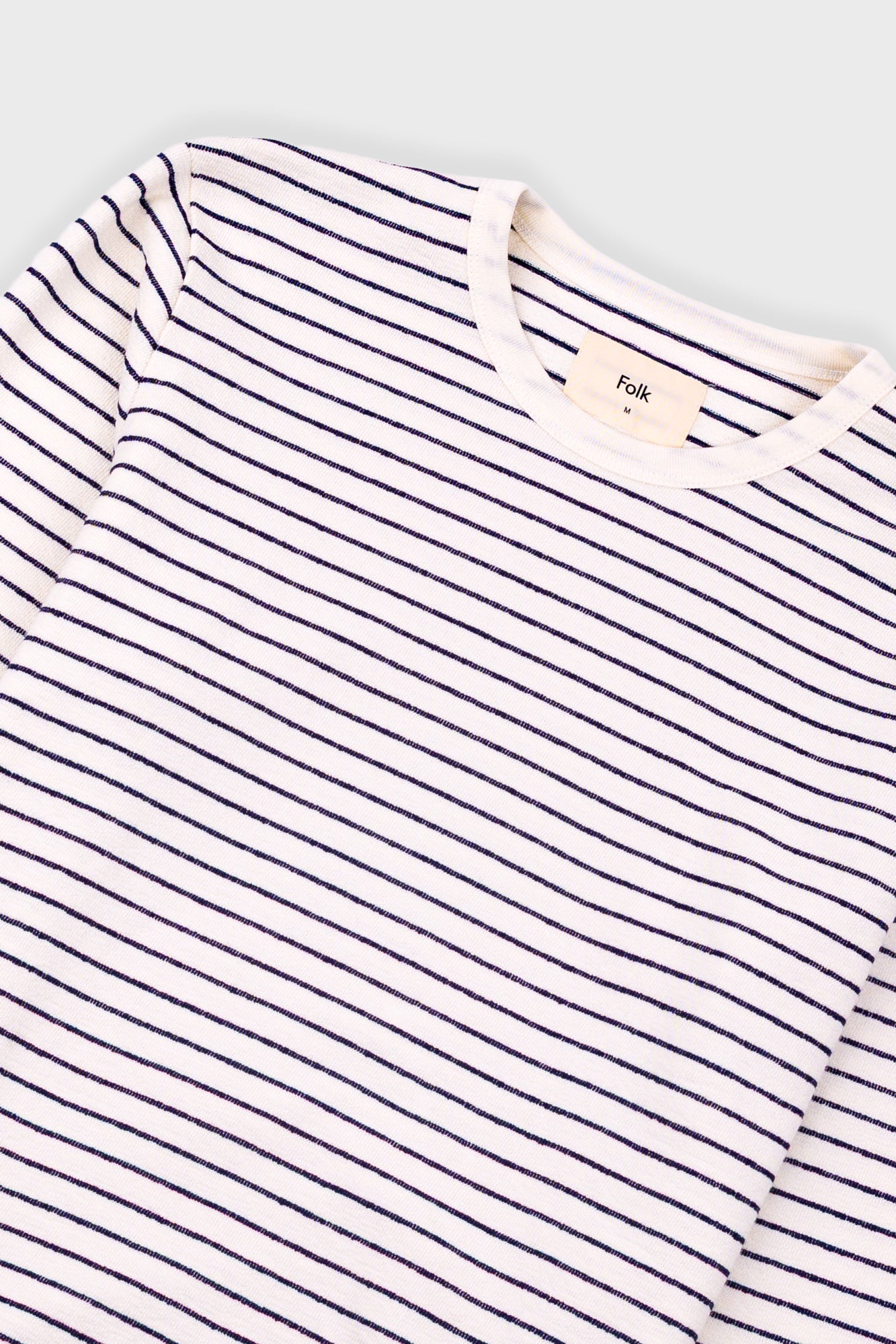 Long Sleeve Textured Stripe T-Shirt - Ecru Navy-Folk-W2 Store