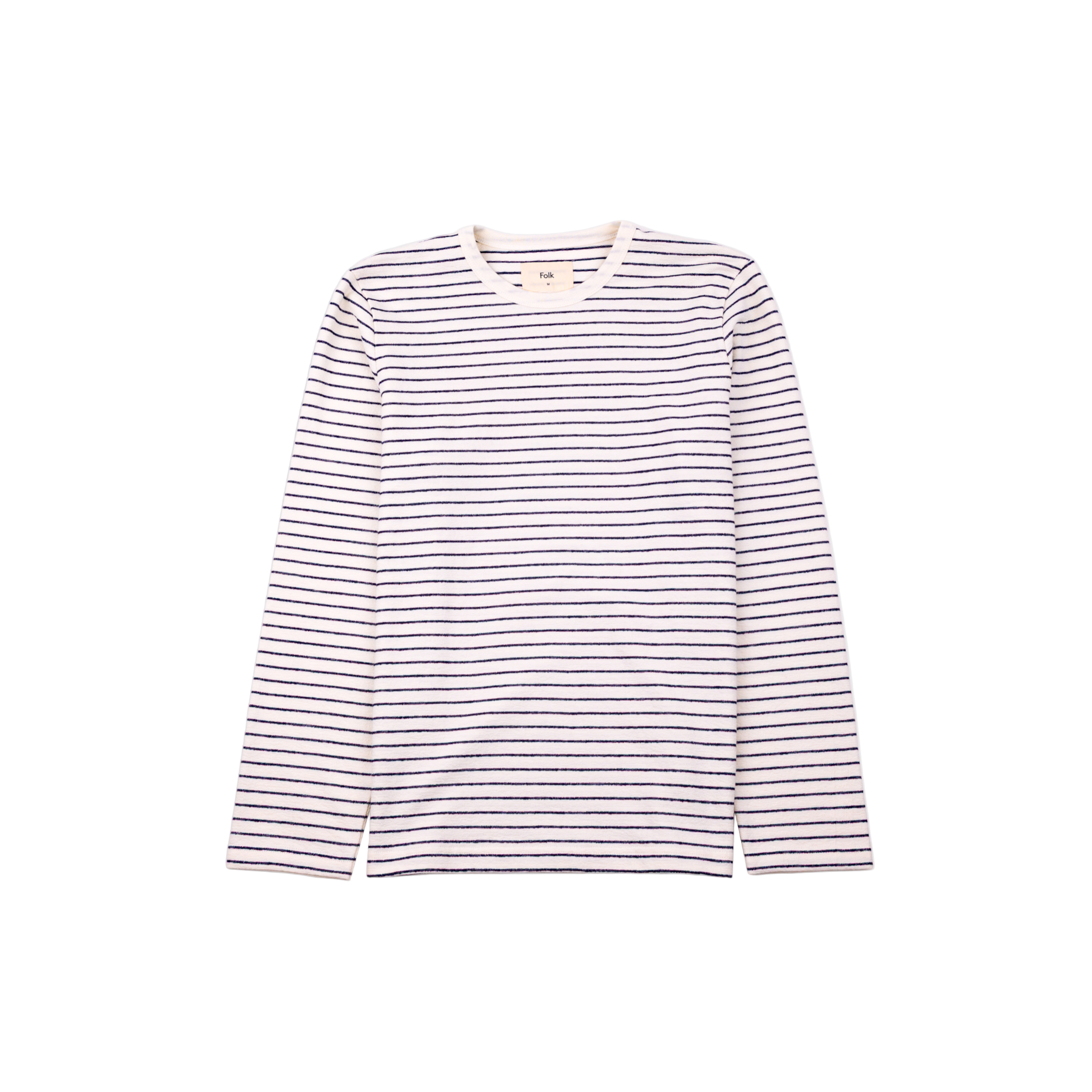 Long Sleeve Textured Stripe T-Shirt - Ecru Navy-Folk-W2 Store